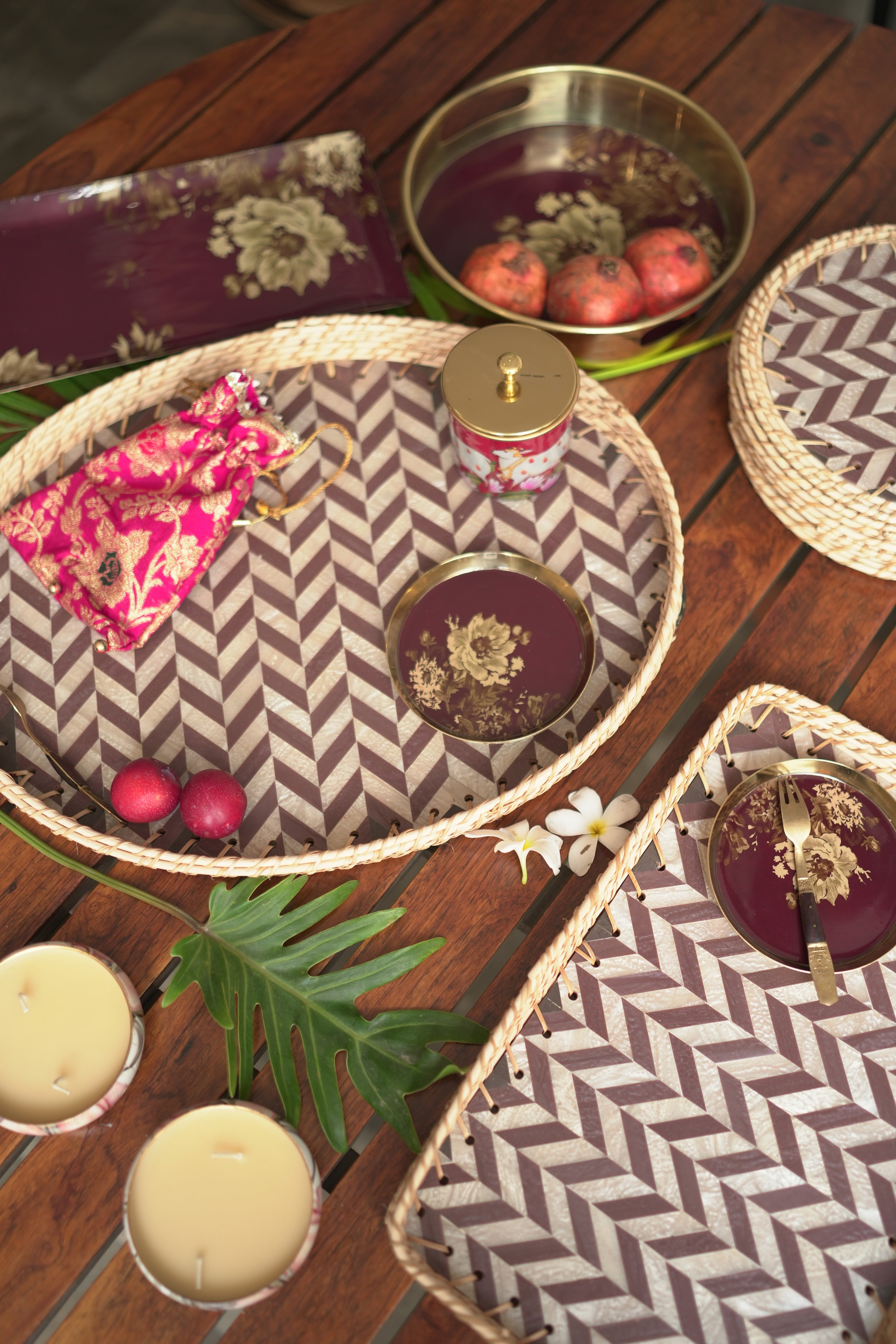 Luxury Burgundy Festive Hamper with Cane Tray - Image 1