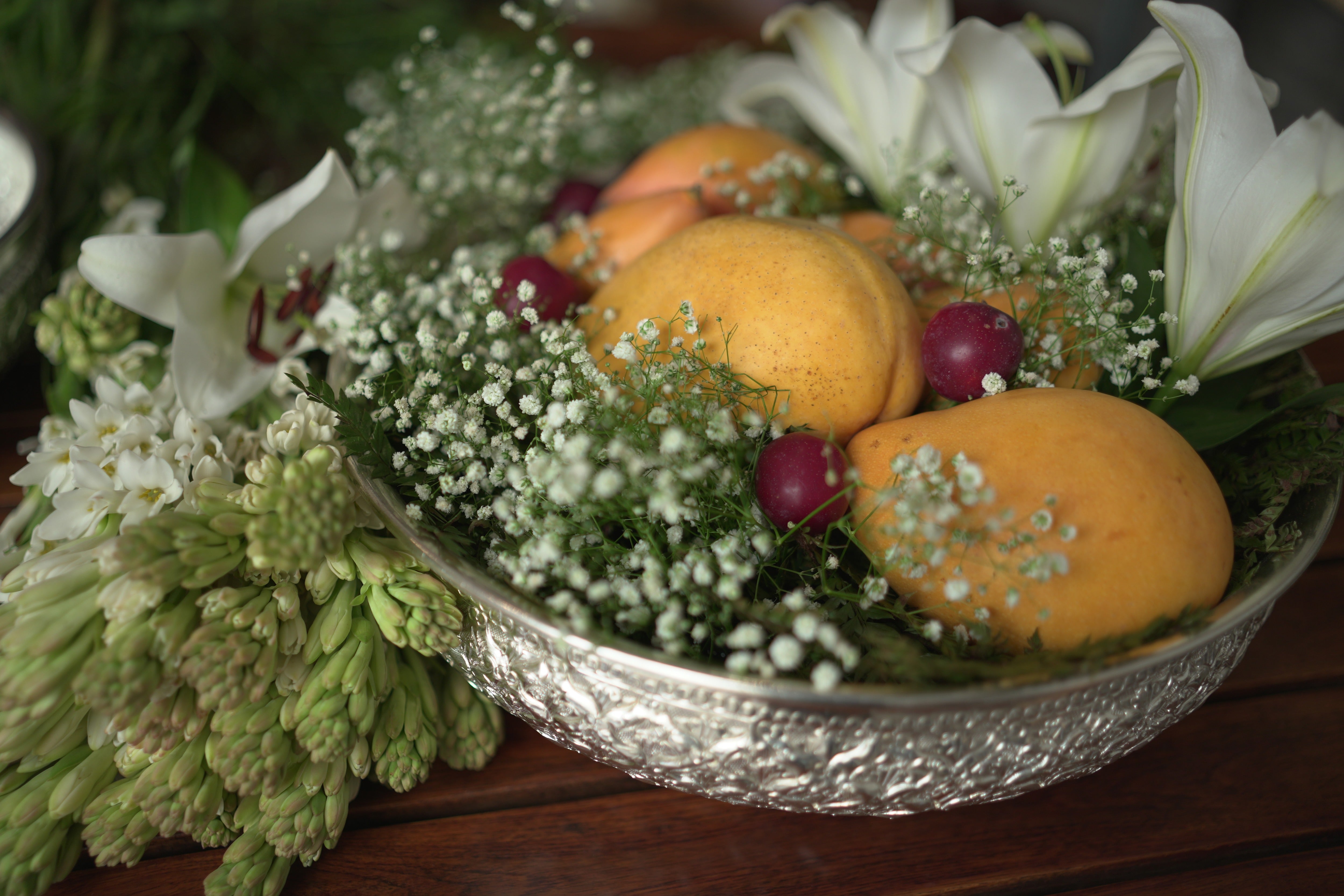 Silver Floral Urli Fruit Hamper - Image 6