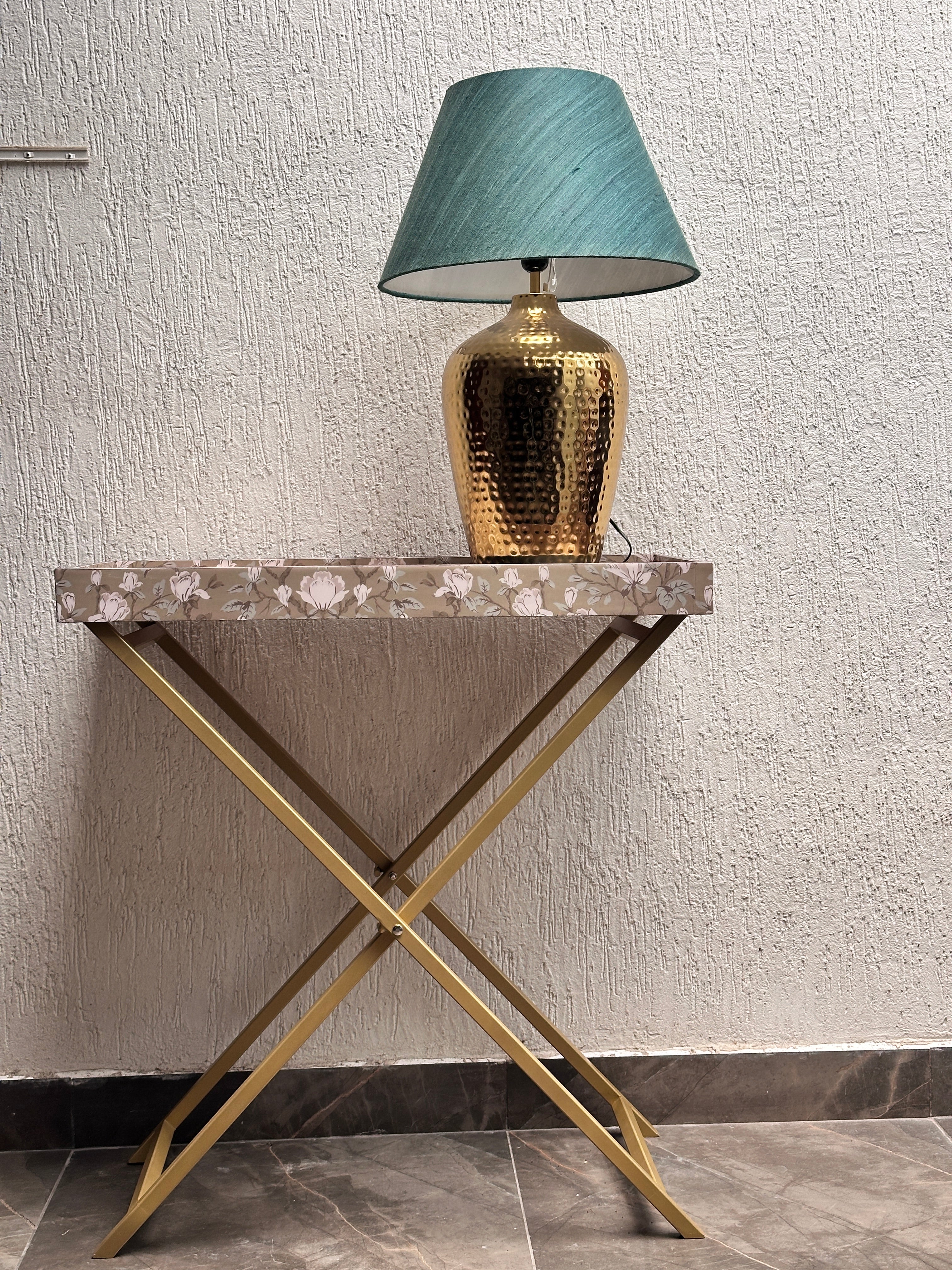 Mother of Pearl Inlay Console Table with Gold Base - Image 1