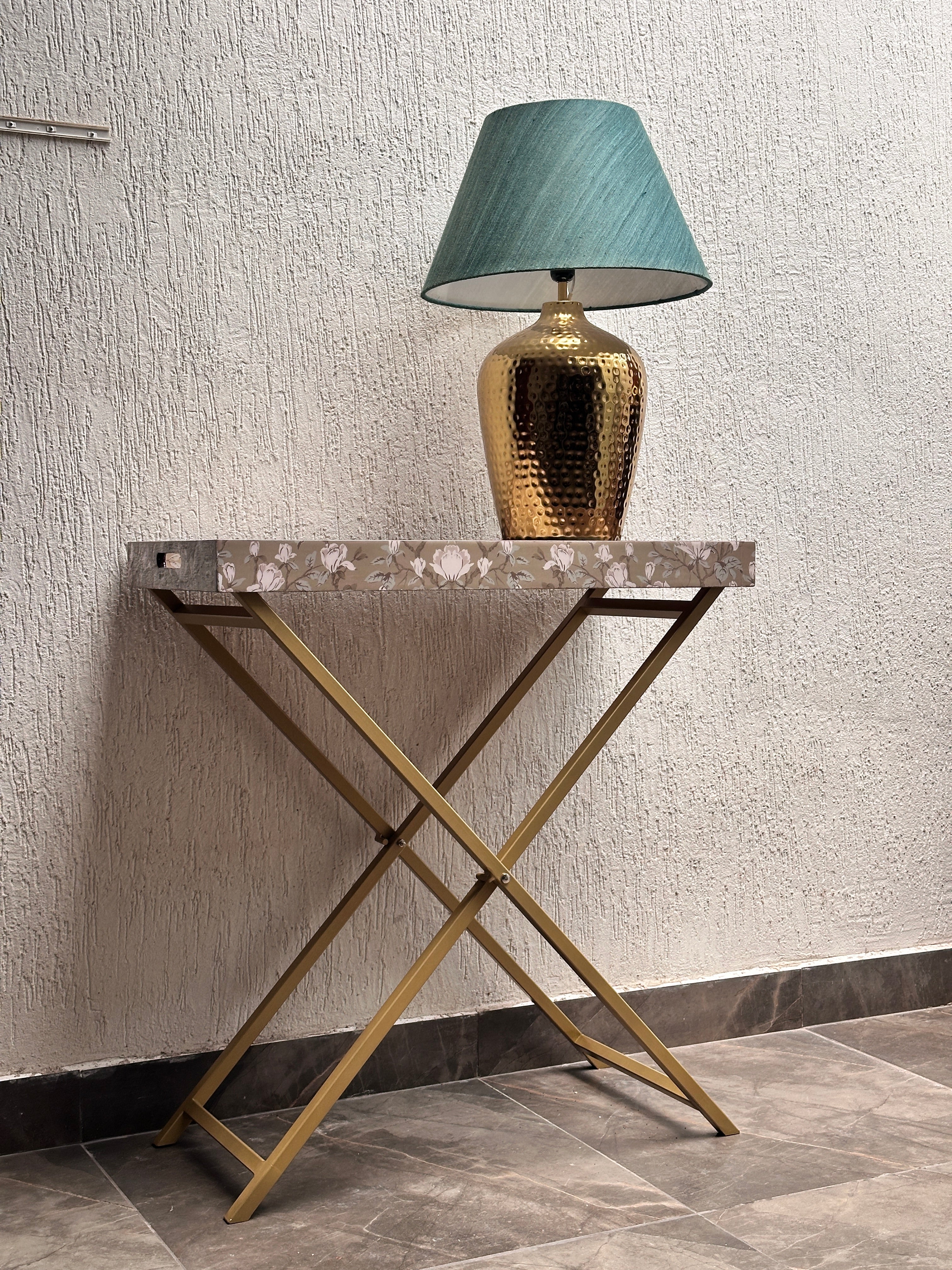 Mother of Pearl Inlay Console Table with Gold Base - Image 2