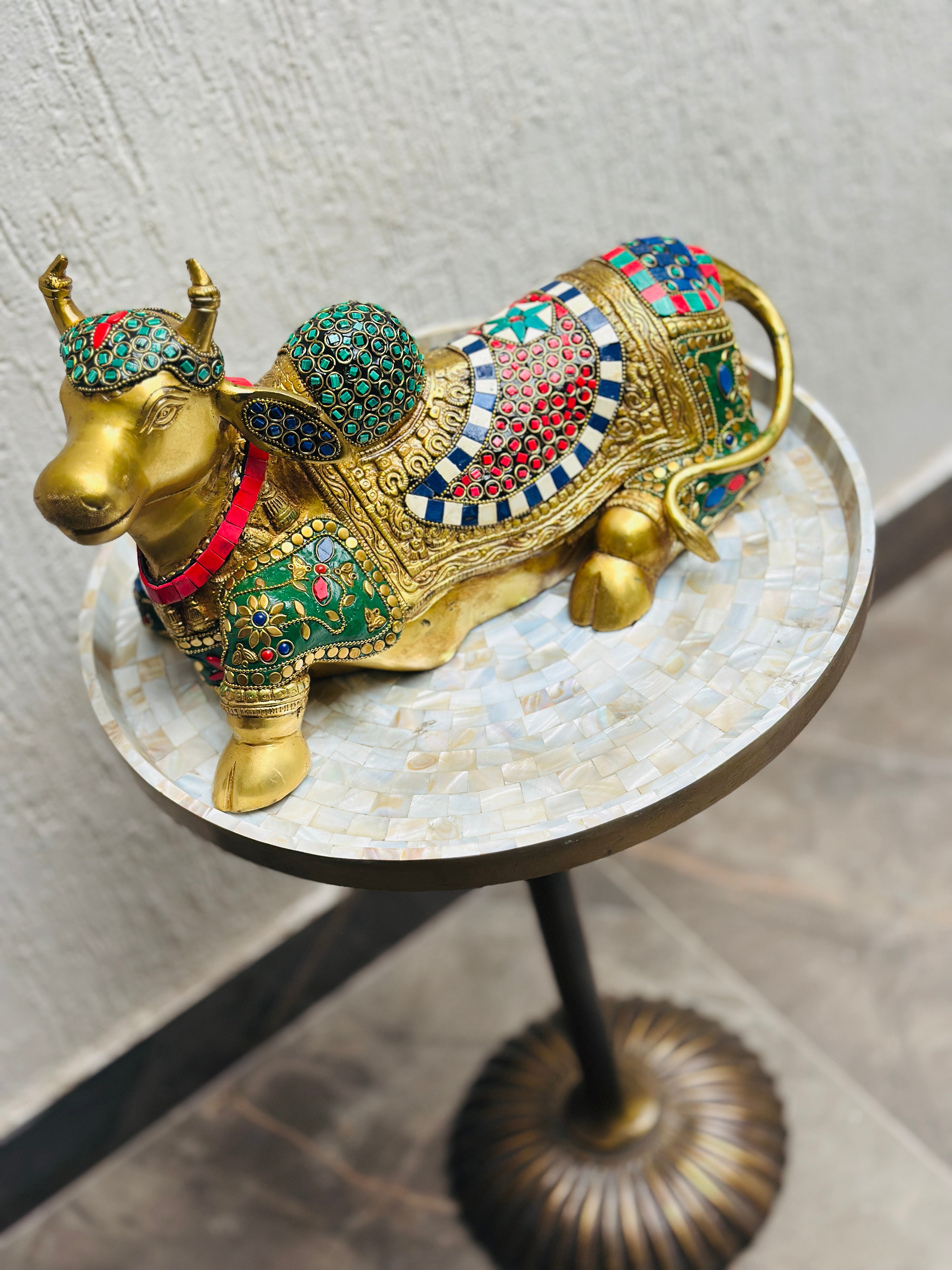 Meenakari Nandi Brass Decorative Artifact - Image 3