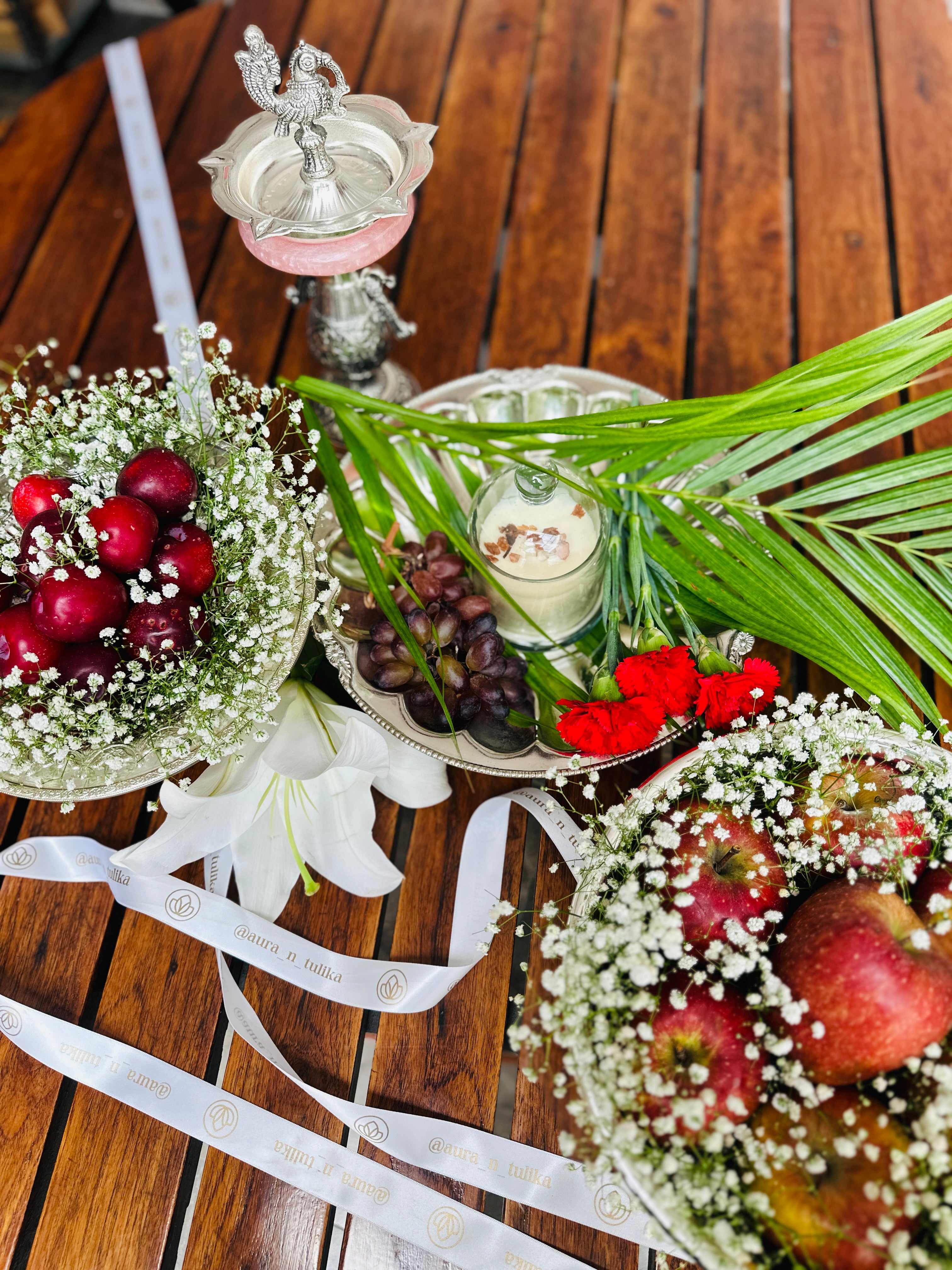 Silver Urli Fruit and Candle Festive Hamper - Image 1