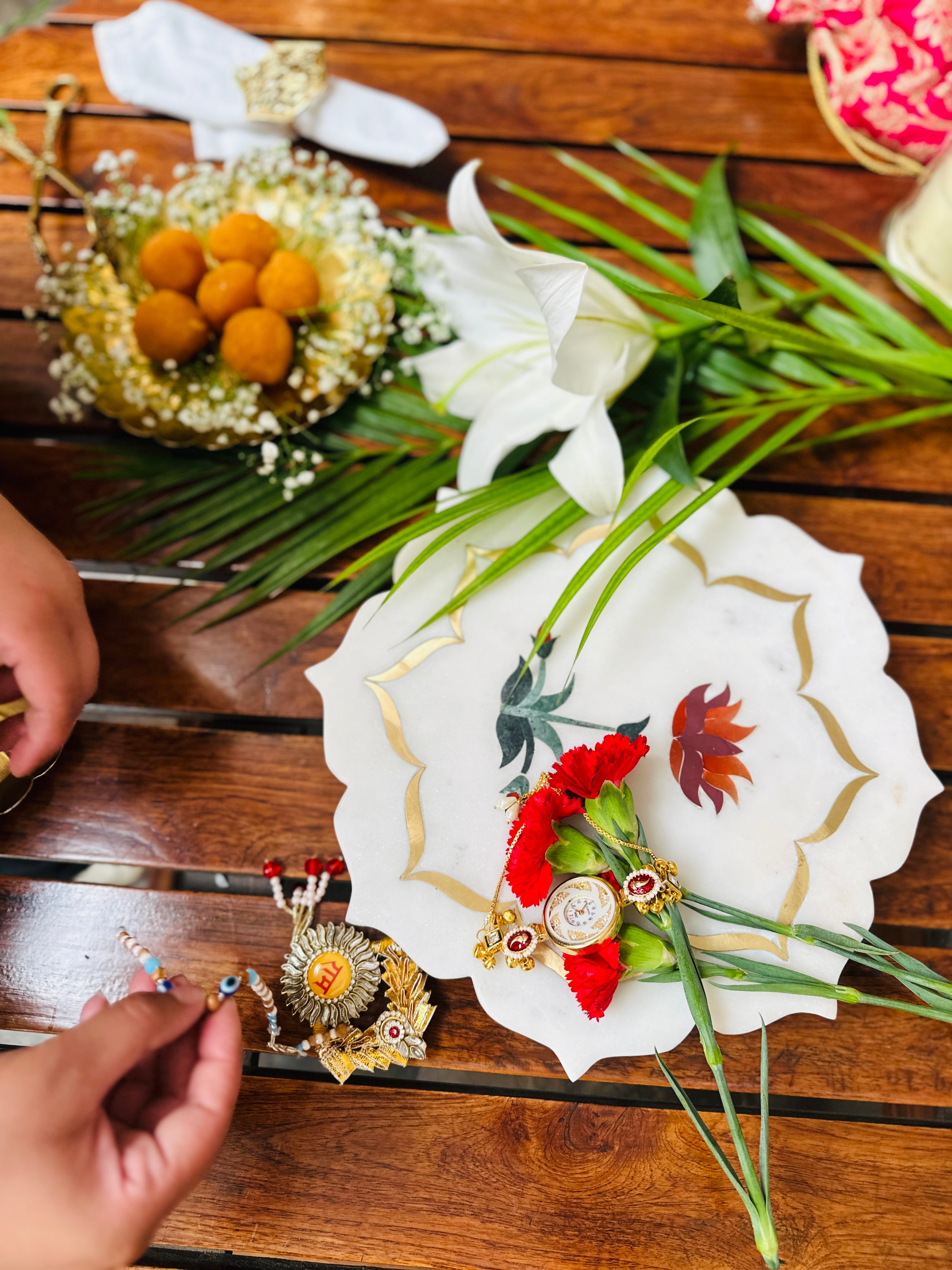 Pichwai Rakhi Puja Thali Hamper - Image 11