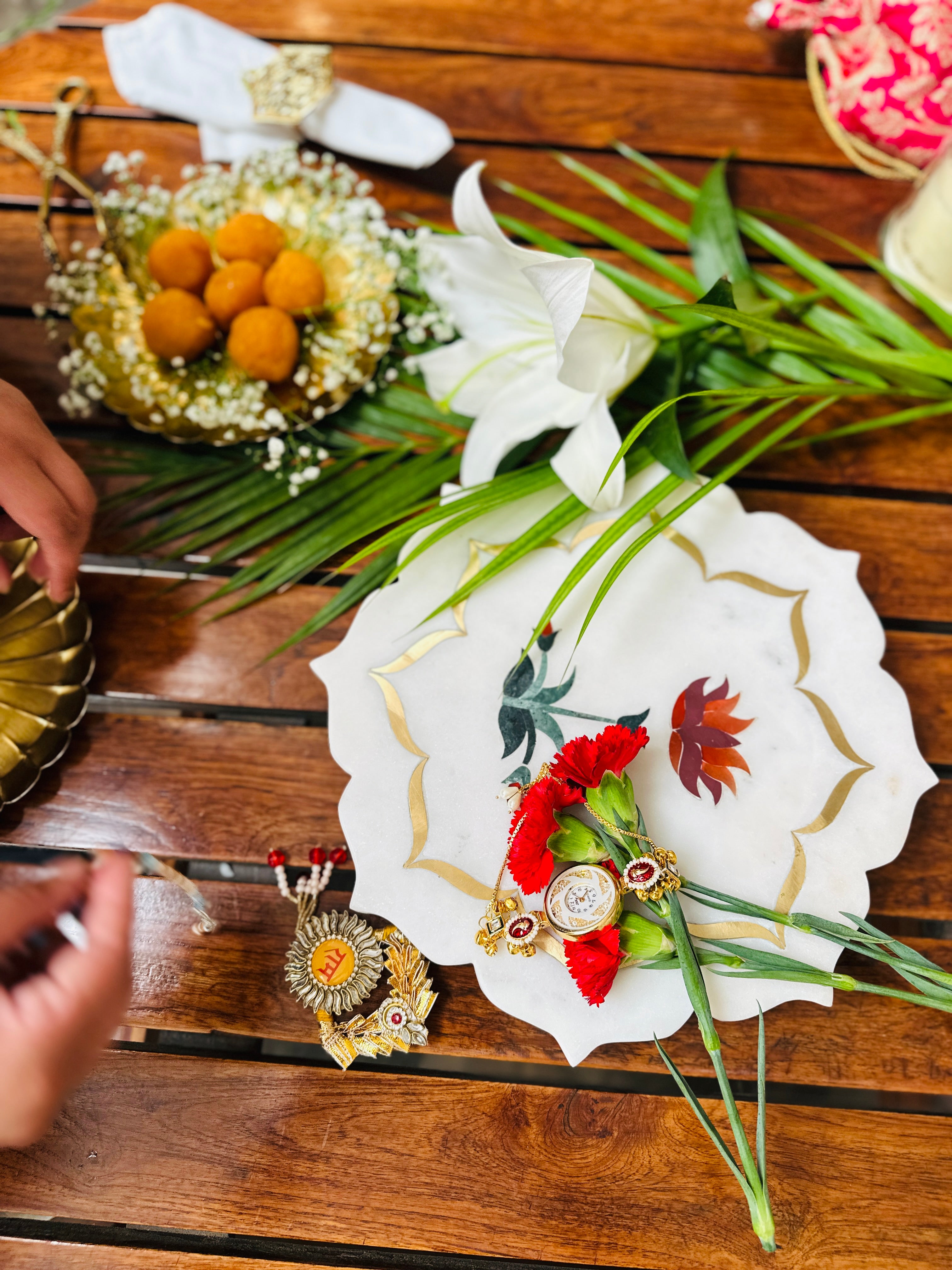 Pichwai Rakhi Puja Thali Hamper - Image 12