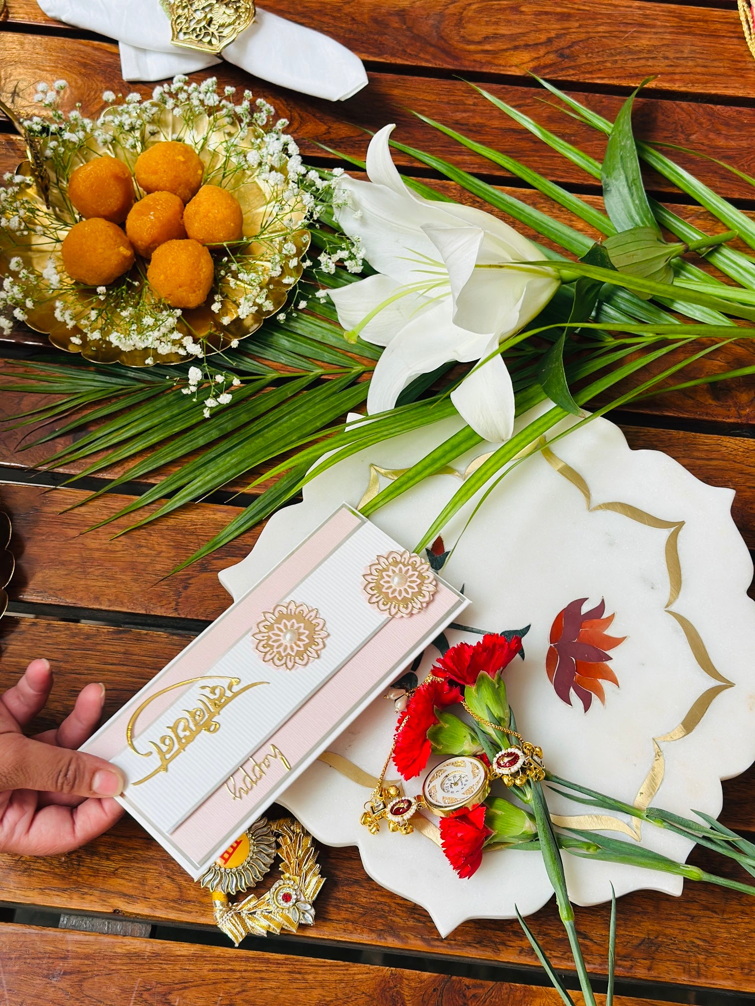Pichwai Rakhi Puja Thali Hamper - Image 13