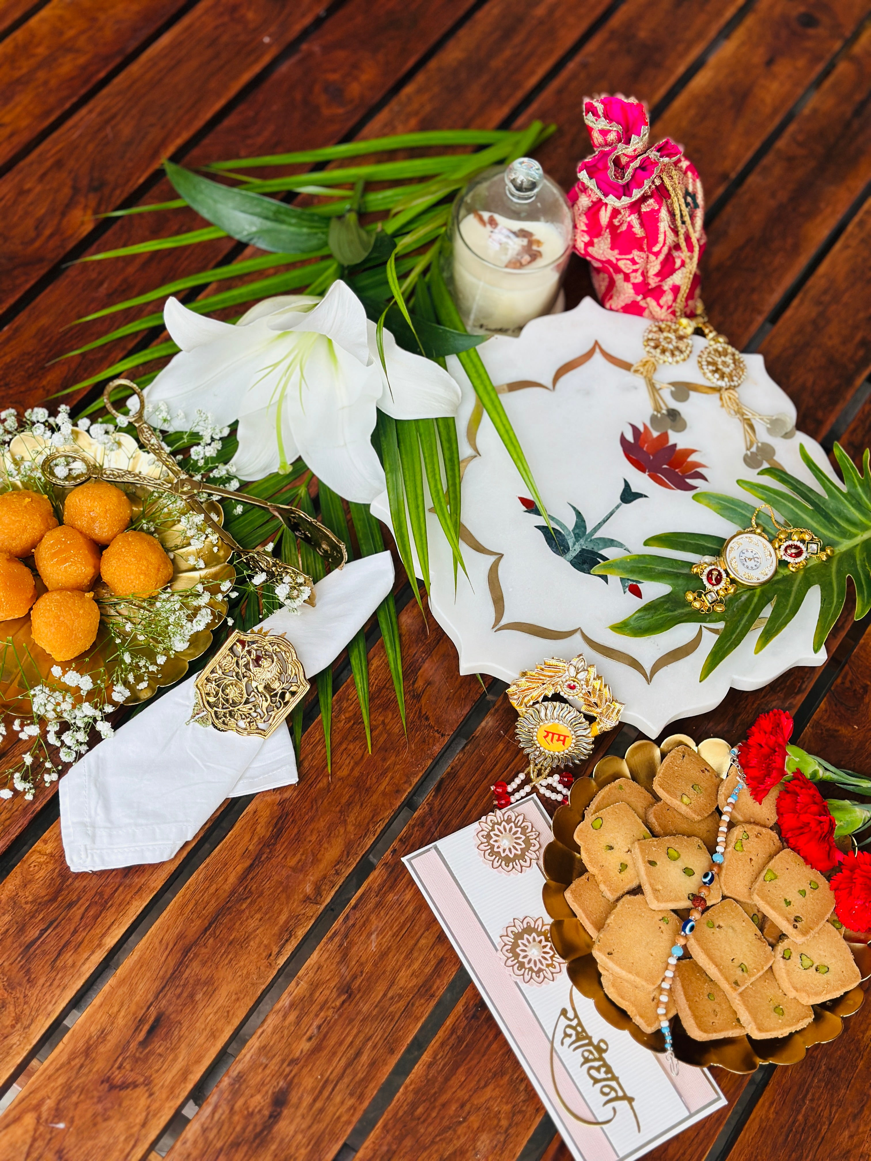 Pichwai Rakhi Puja Thali Hamper - Image 1