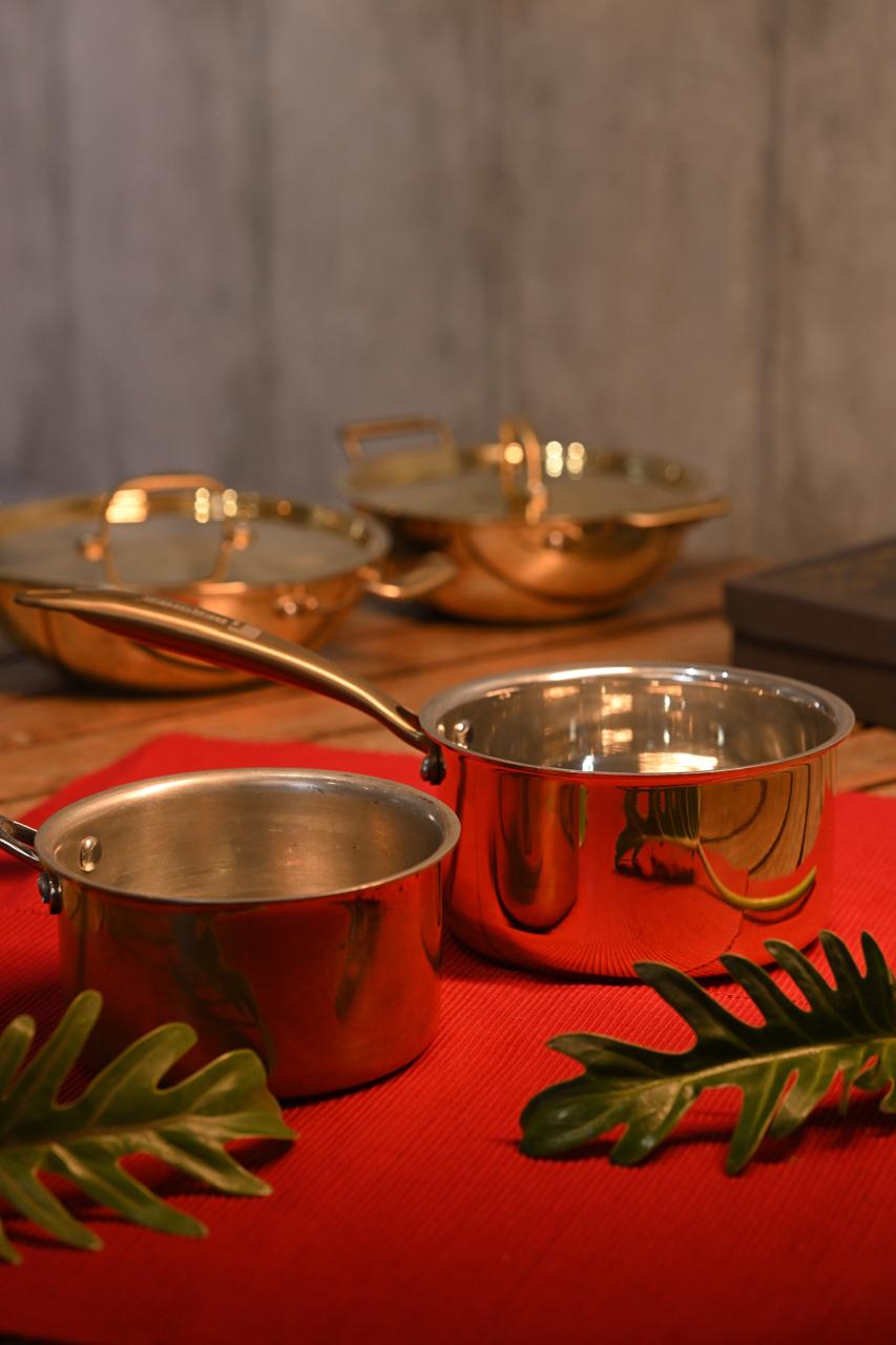 Classic Brass Saucepan with Stay-Cool Handle