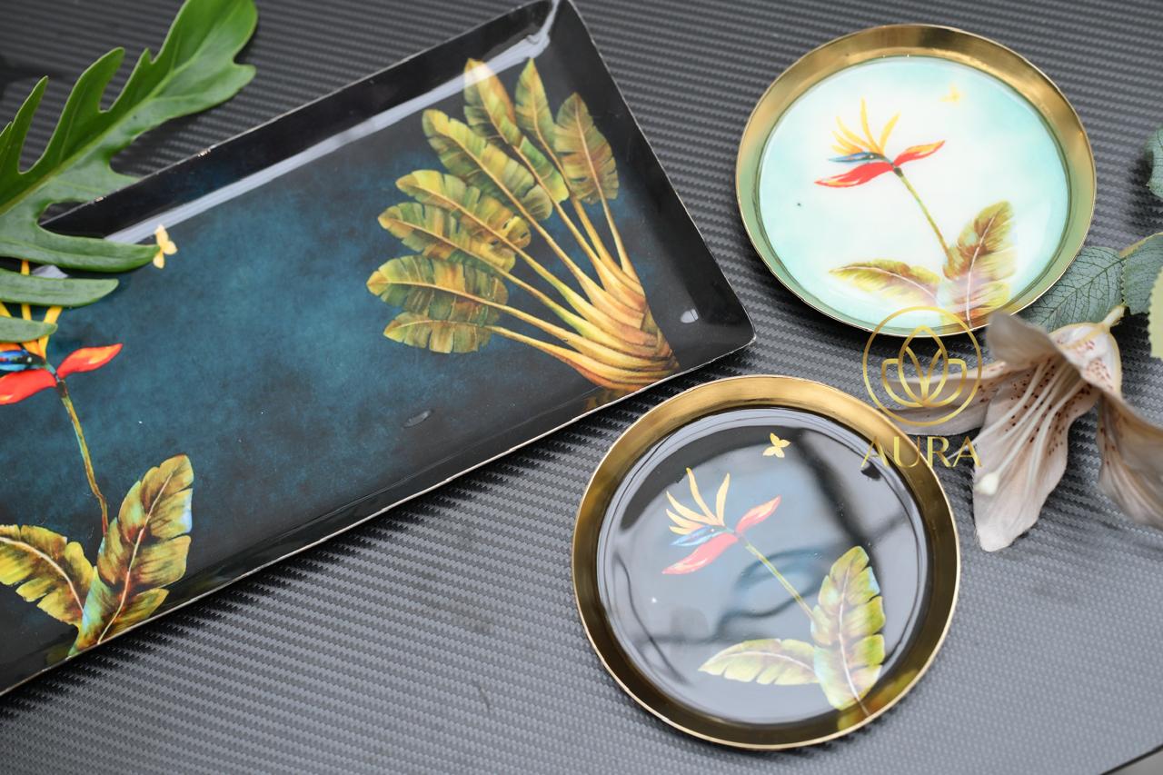 Blue Floral Decorative Tray - Image 1