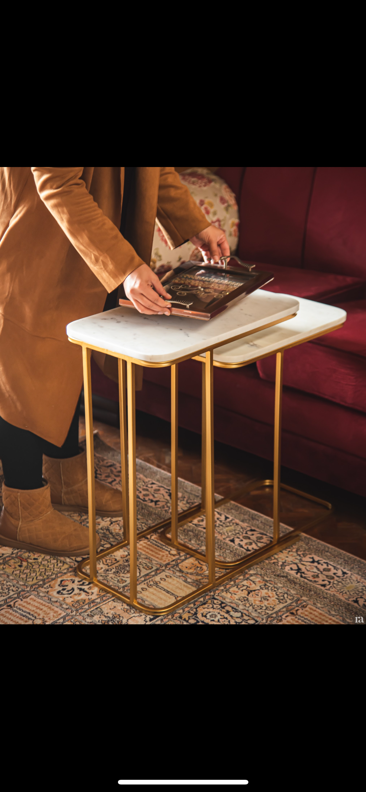 2-Piece C-Shaped Nesting Table Set