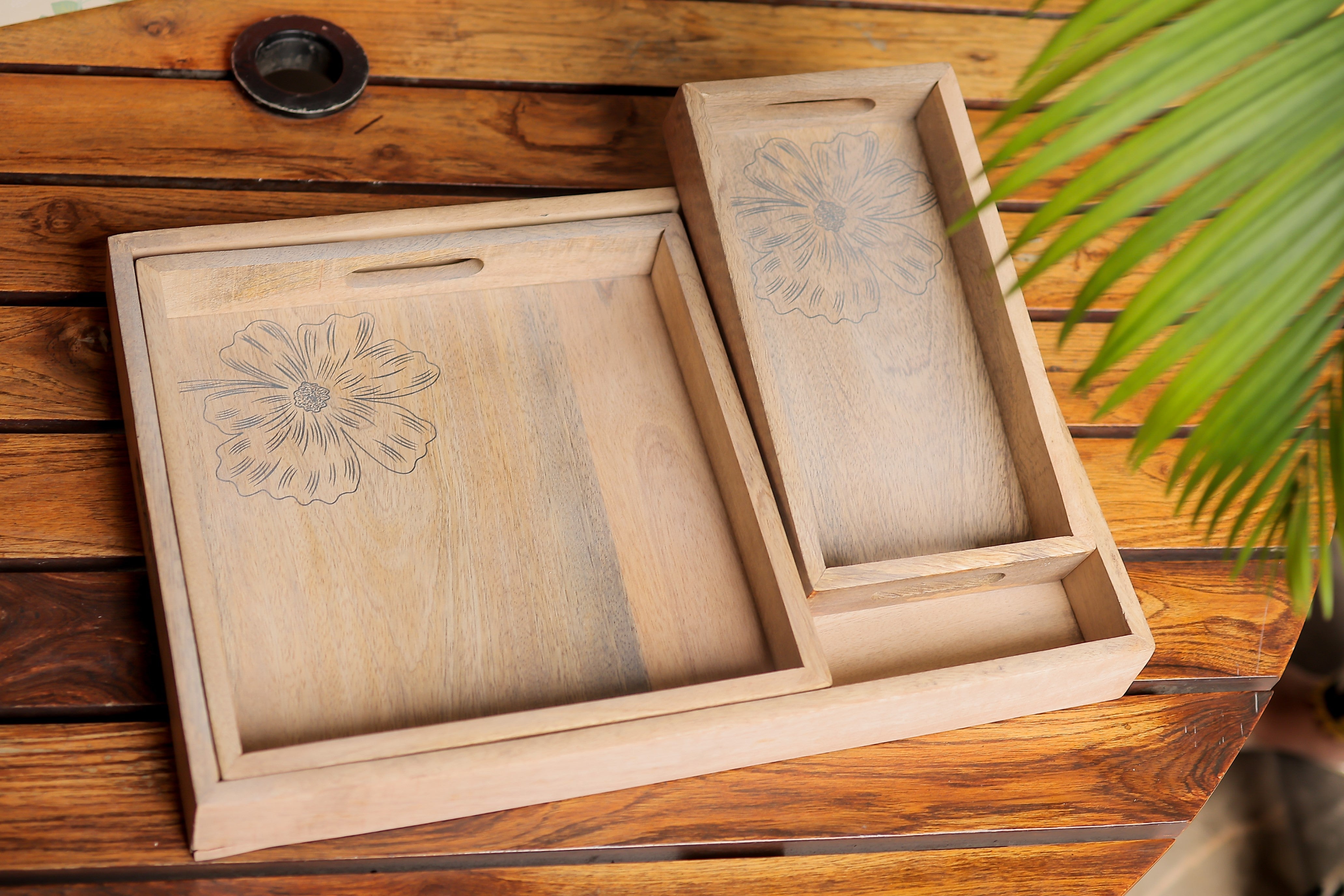 Aura 3-Piece Decorative Wooden Tray Sets