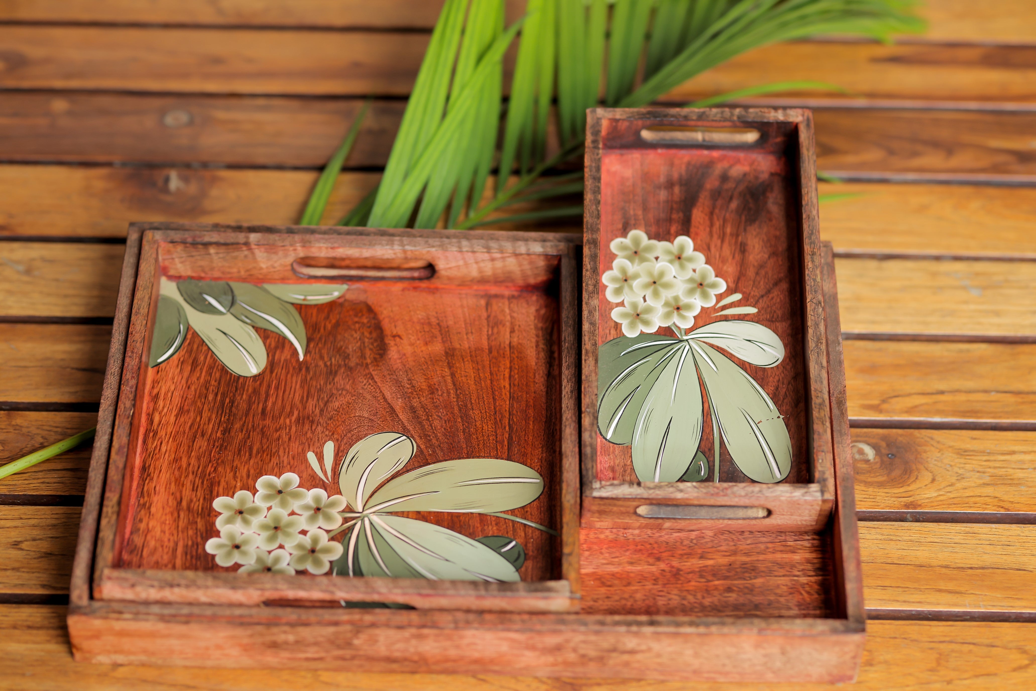 Aura 3-Piece Decorative Wooden Tray Sets