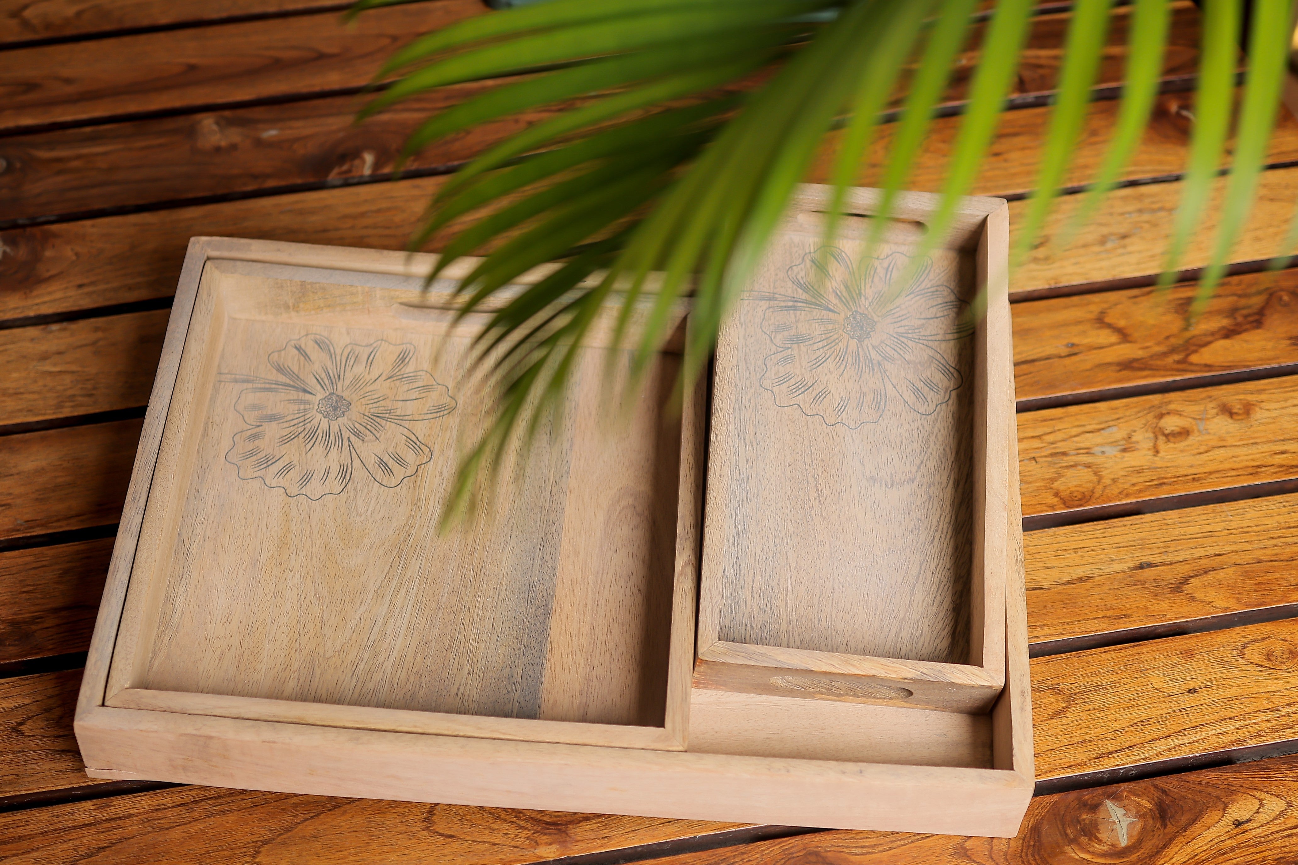 Aura 3-Piece Decorative Wooden Tray Sets