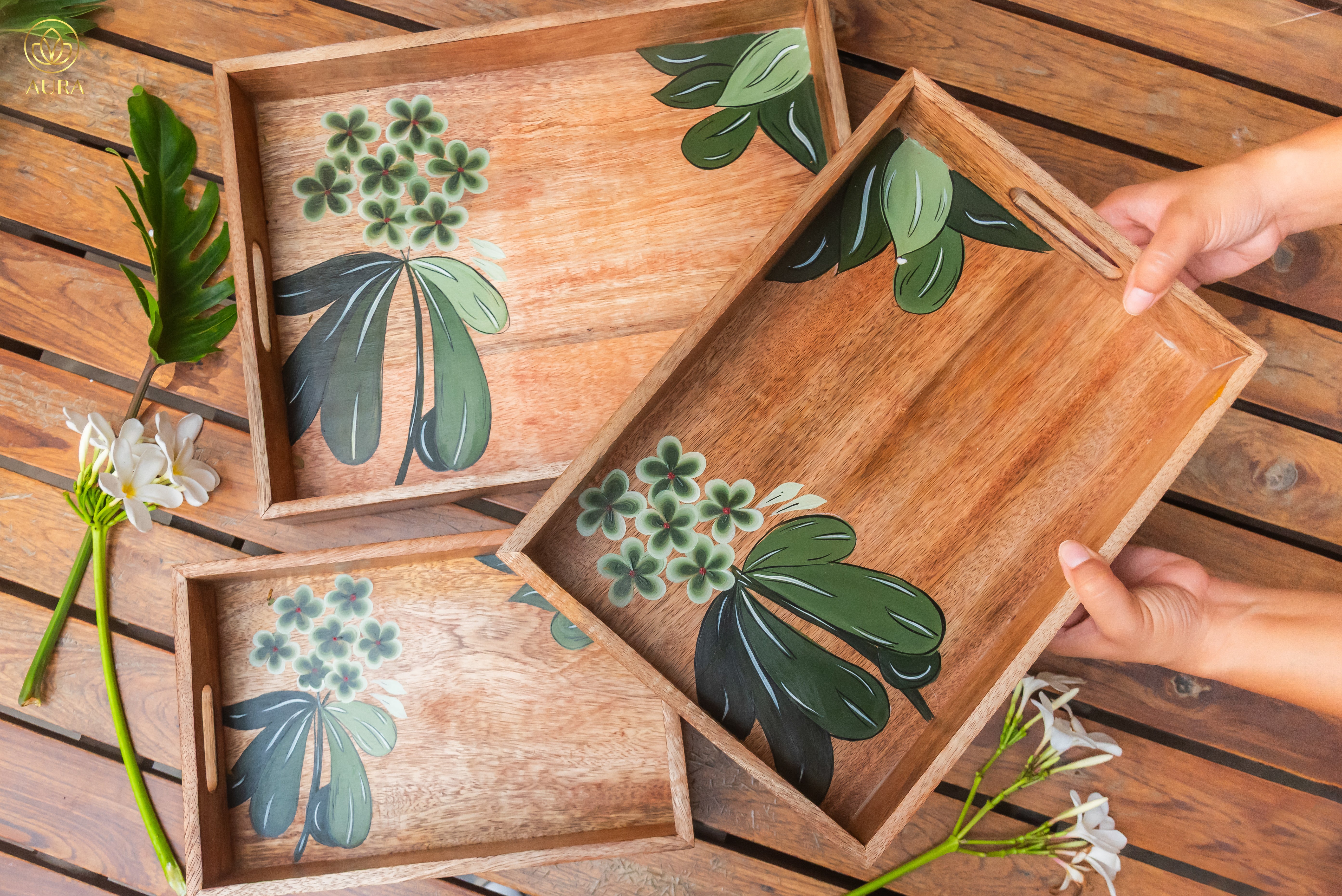 3pc Painted trays