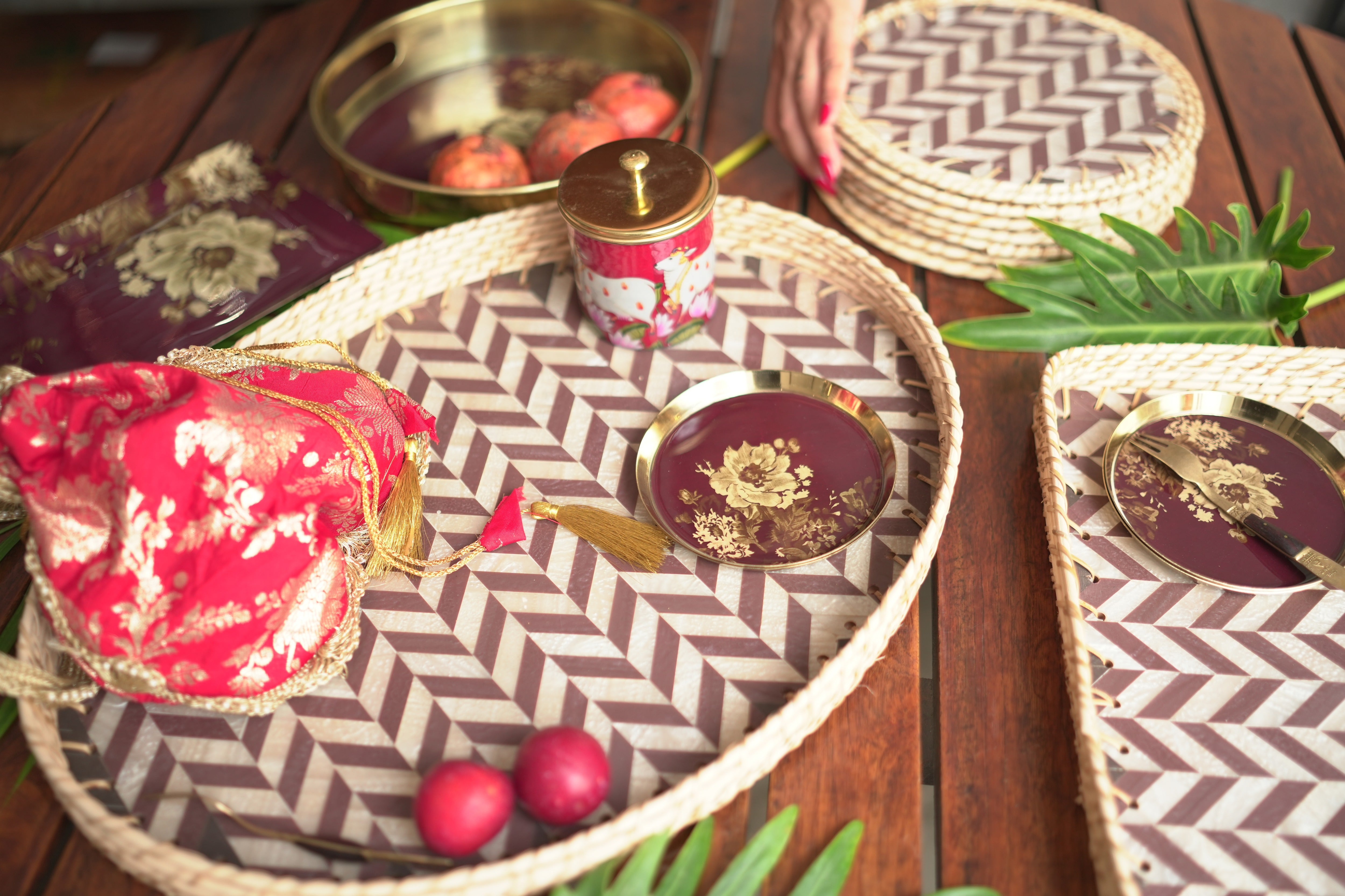 Luxury Burgundy Festive Hamper with Cane Tray - Image 2