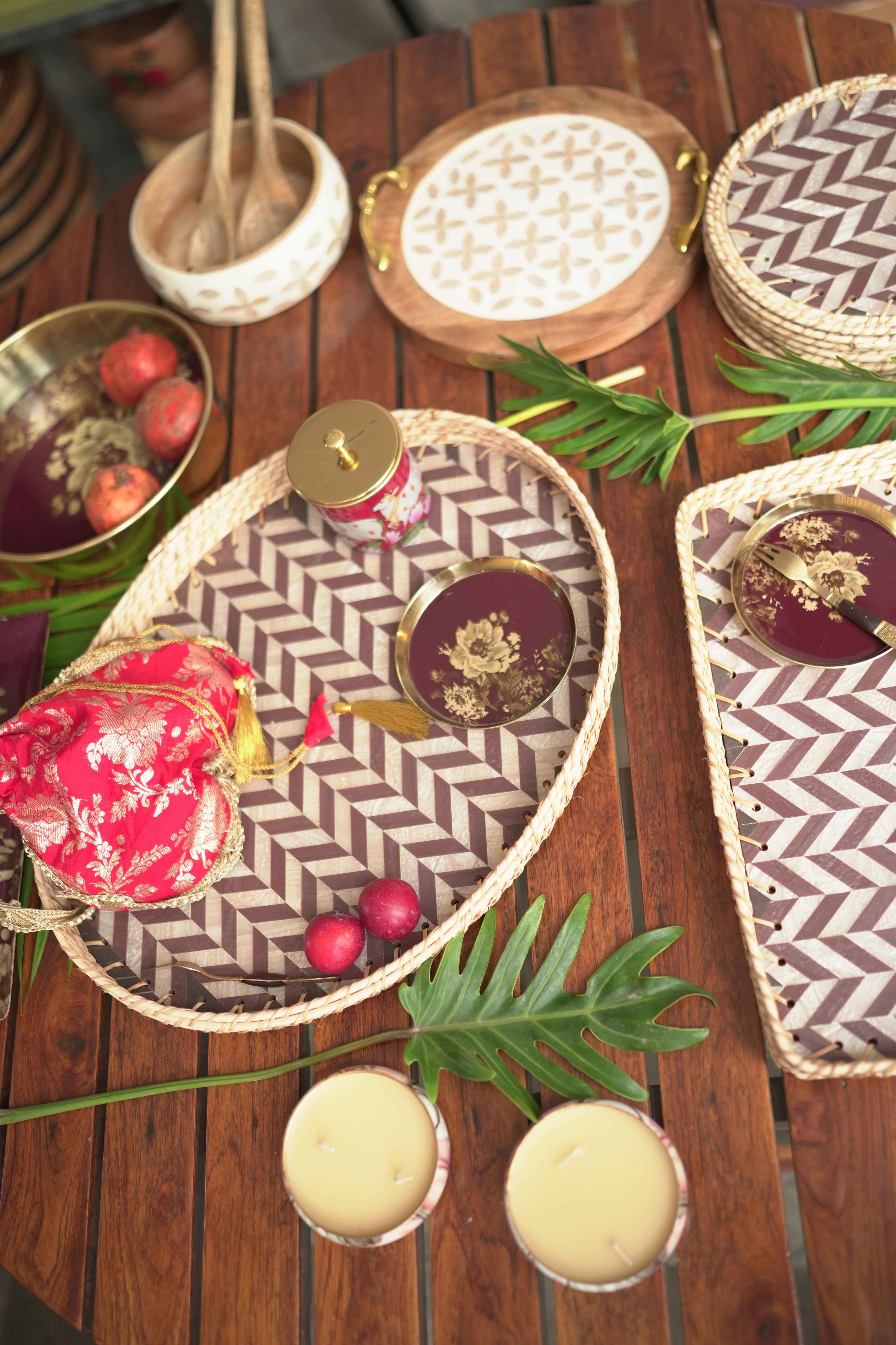 Luxury Burgundy Festive Hamper with Cane Tray - Image 3