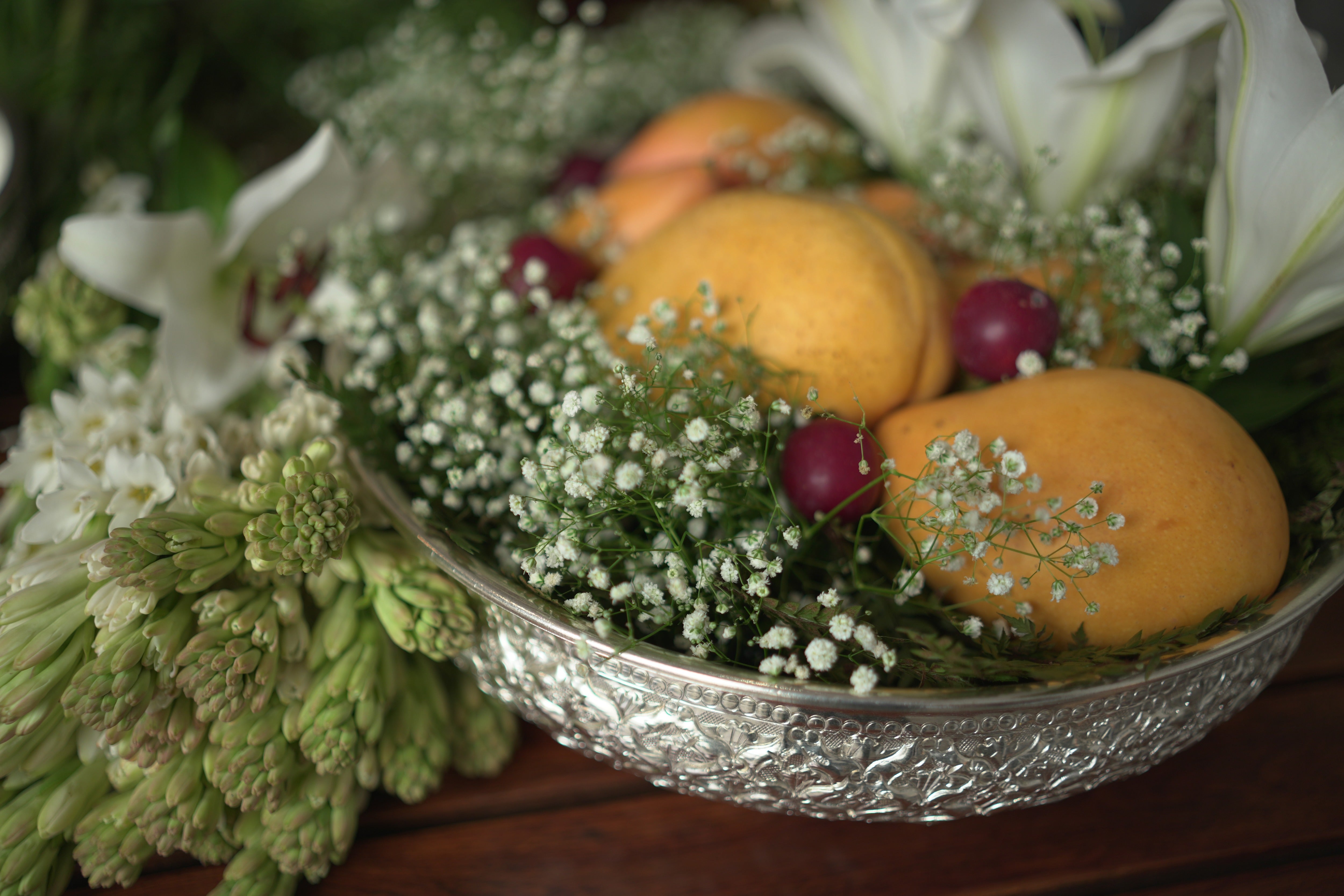 Silver Floral Urli Fruit Hamper - Image 5