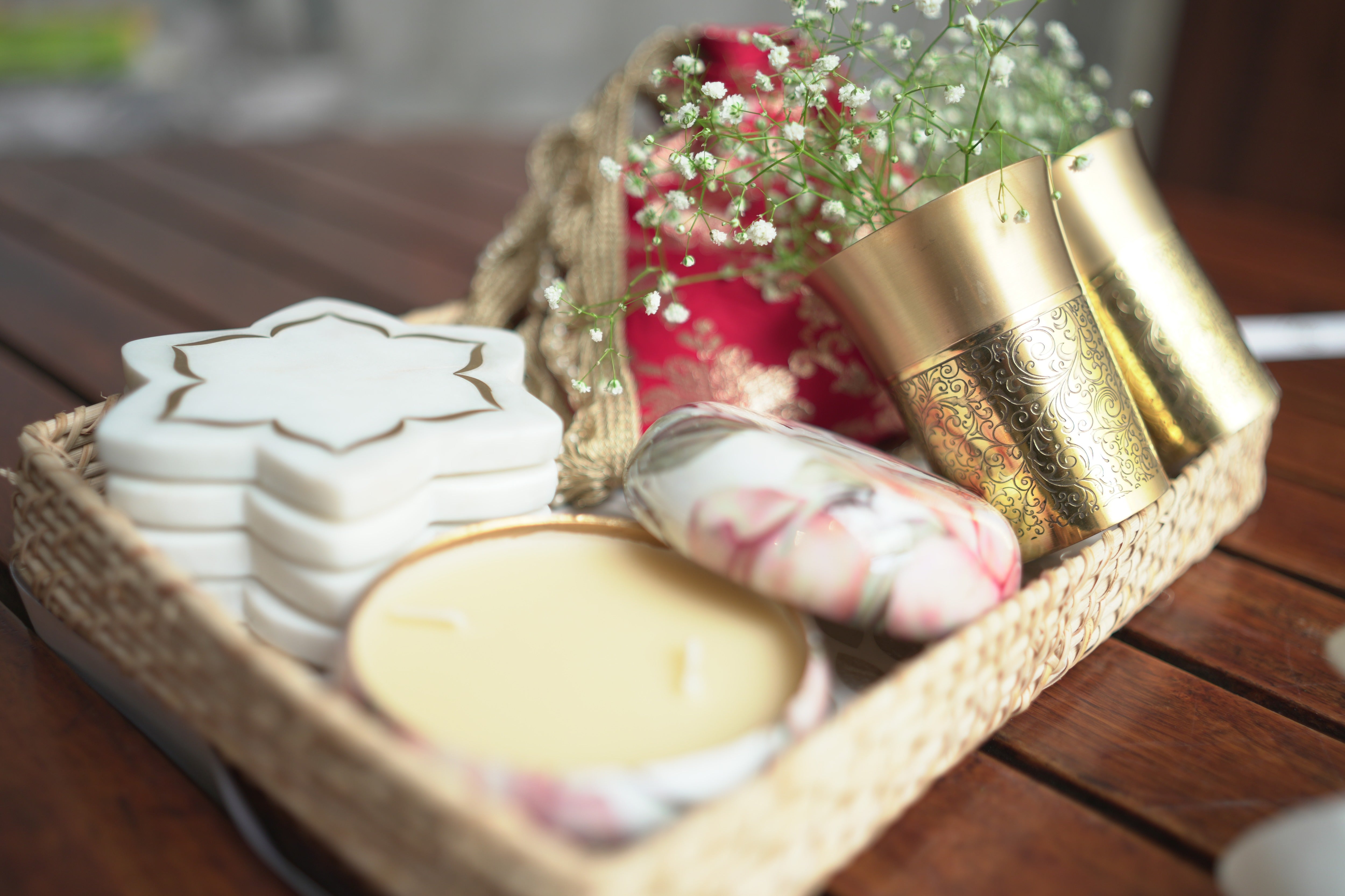 Floral Candle and Brass Tumbler Gift Hamper - Image 6