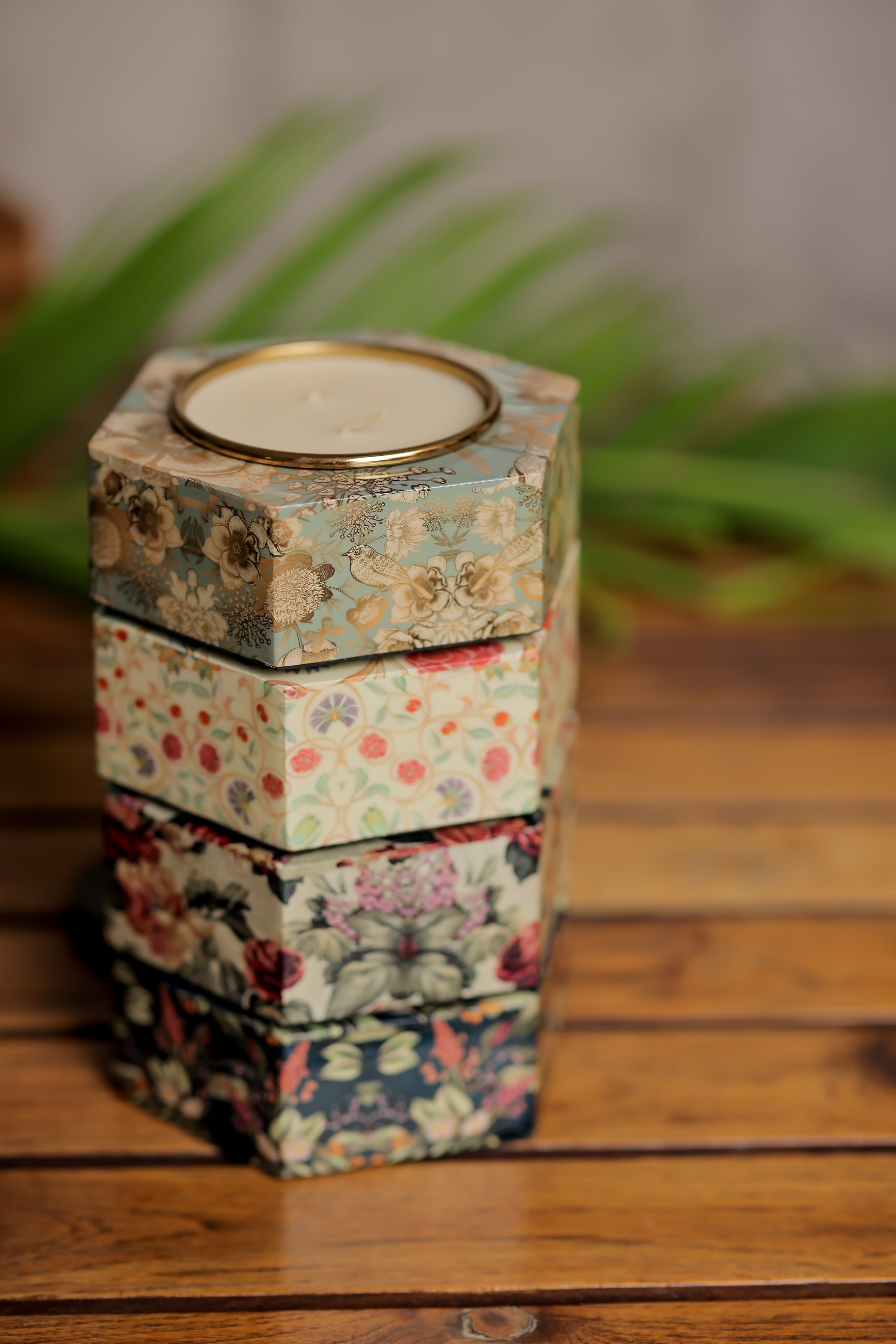 Hexagon Refillable Candle – Assorted Prints