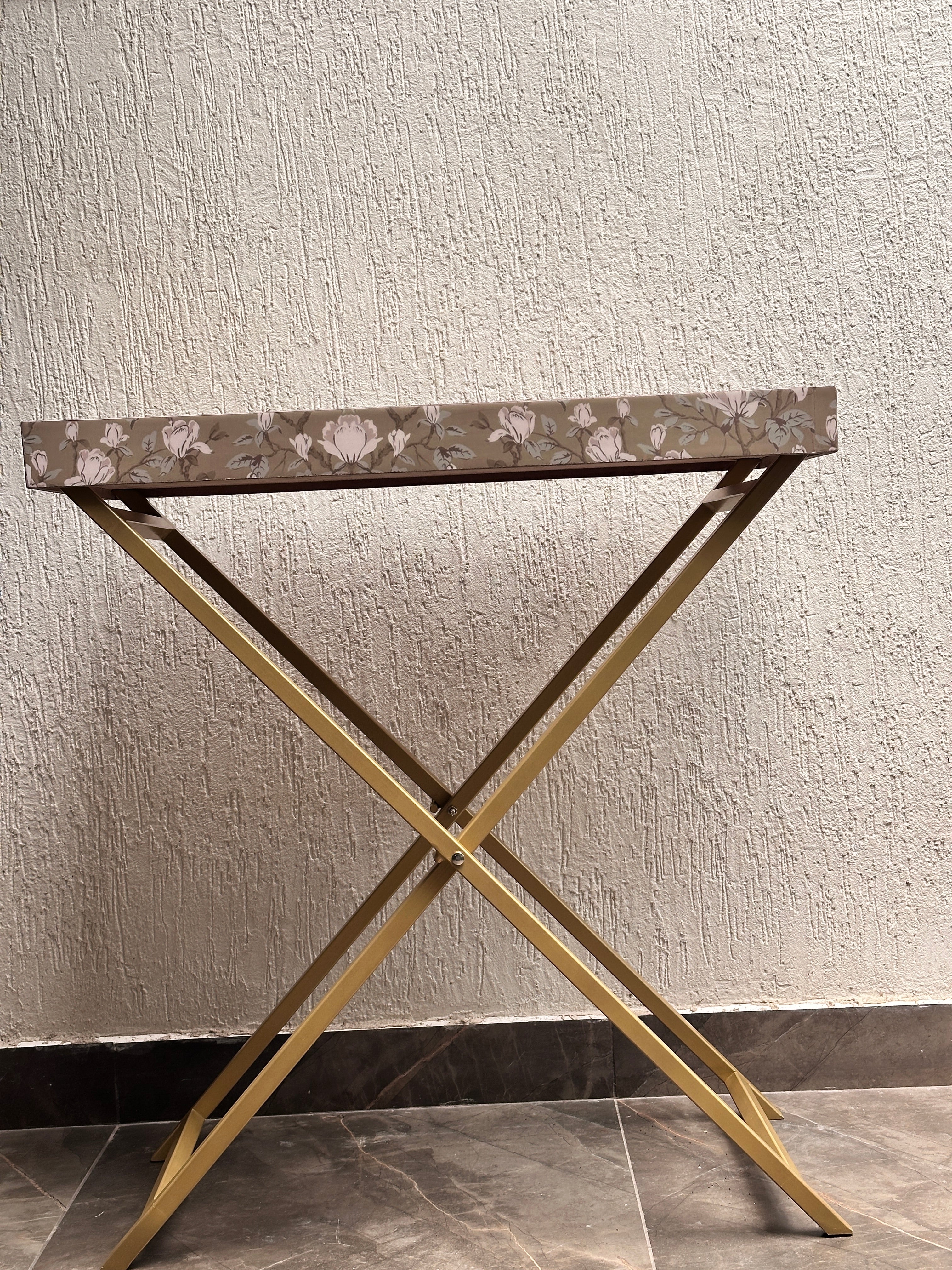 Mother of Pearl Inlay Console Table with Gold Base - Image 3