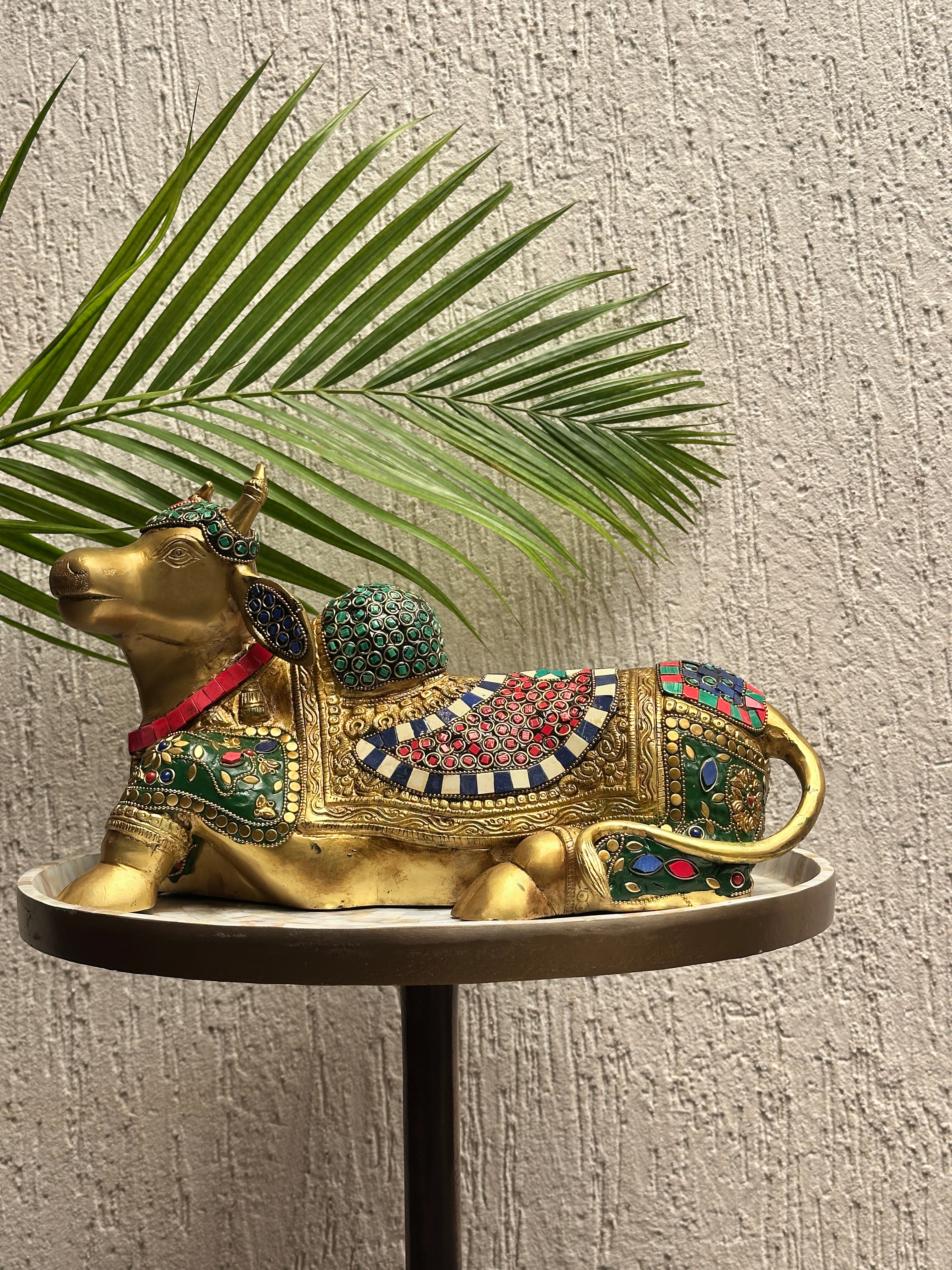 Meenakari Nandi Brass Decorative Artifact - Image 2
