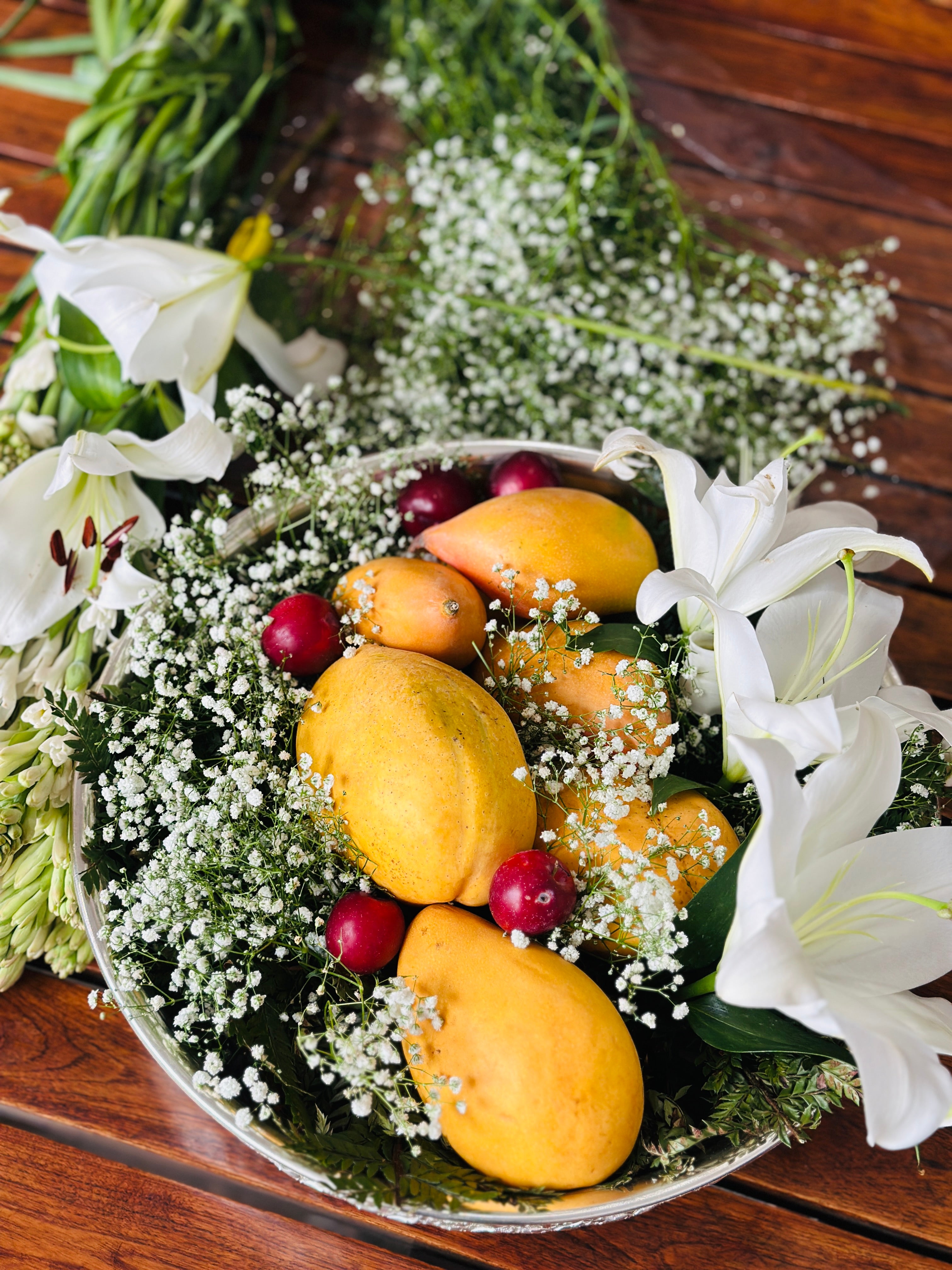 Silver Floral Urli Fruit Hamper - Image 3