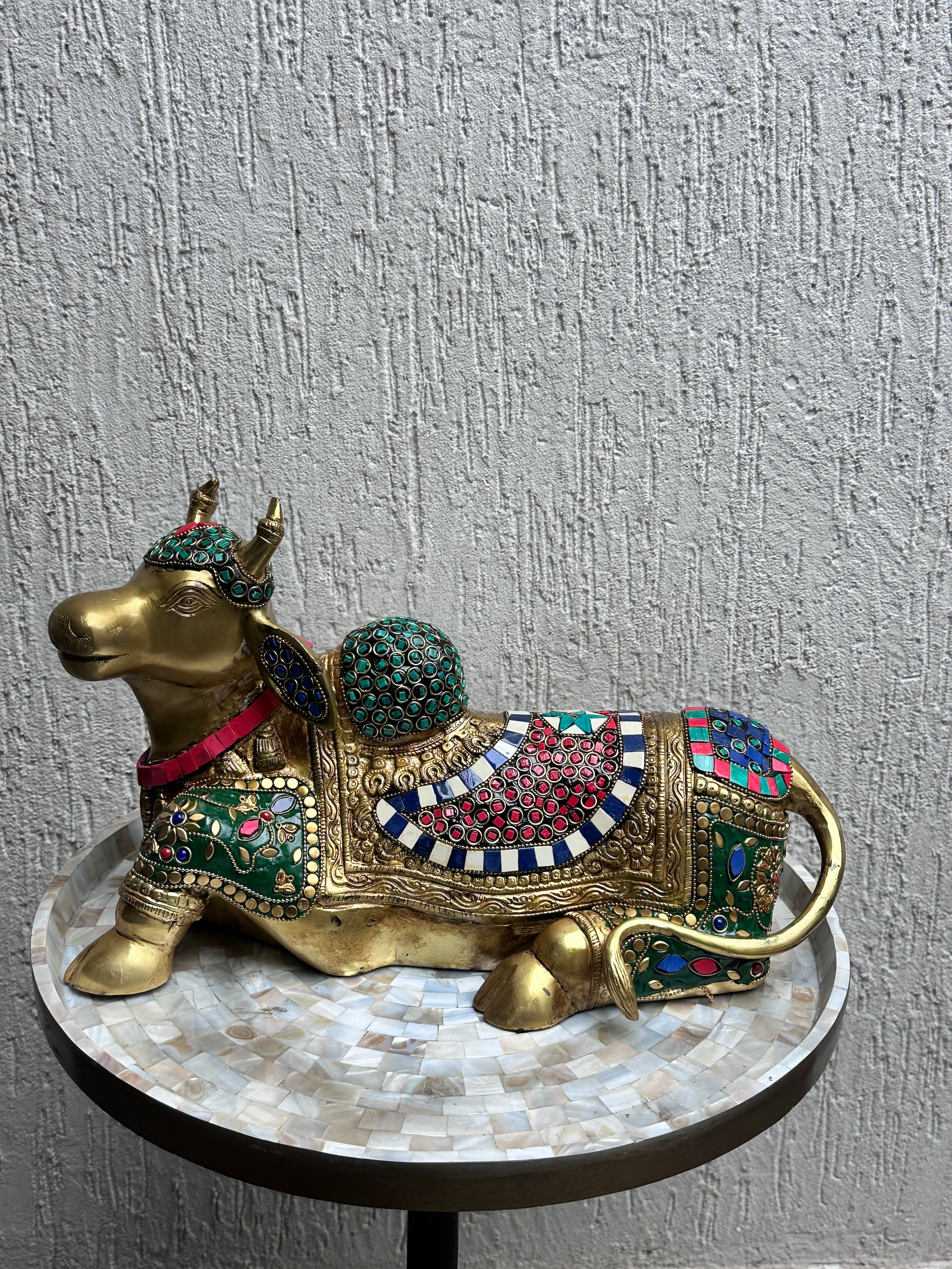 Meenakari Nandi Brass Decorative Artifact - Image 4
