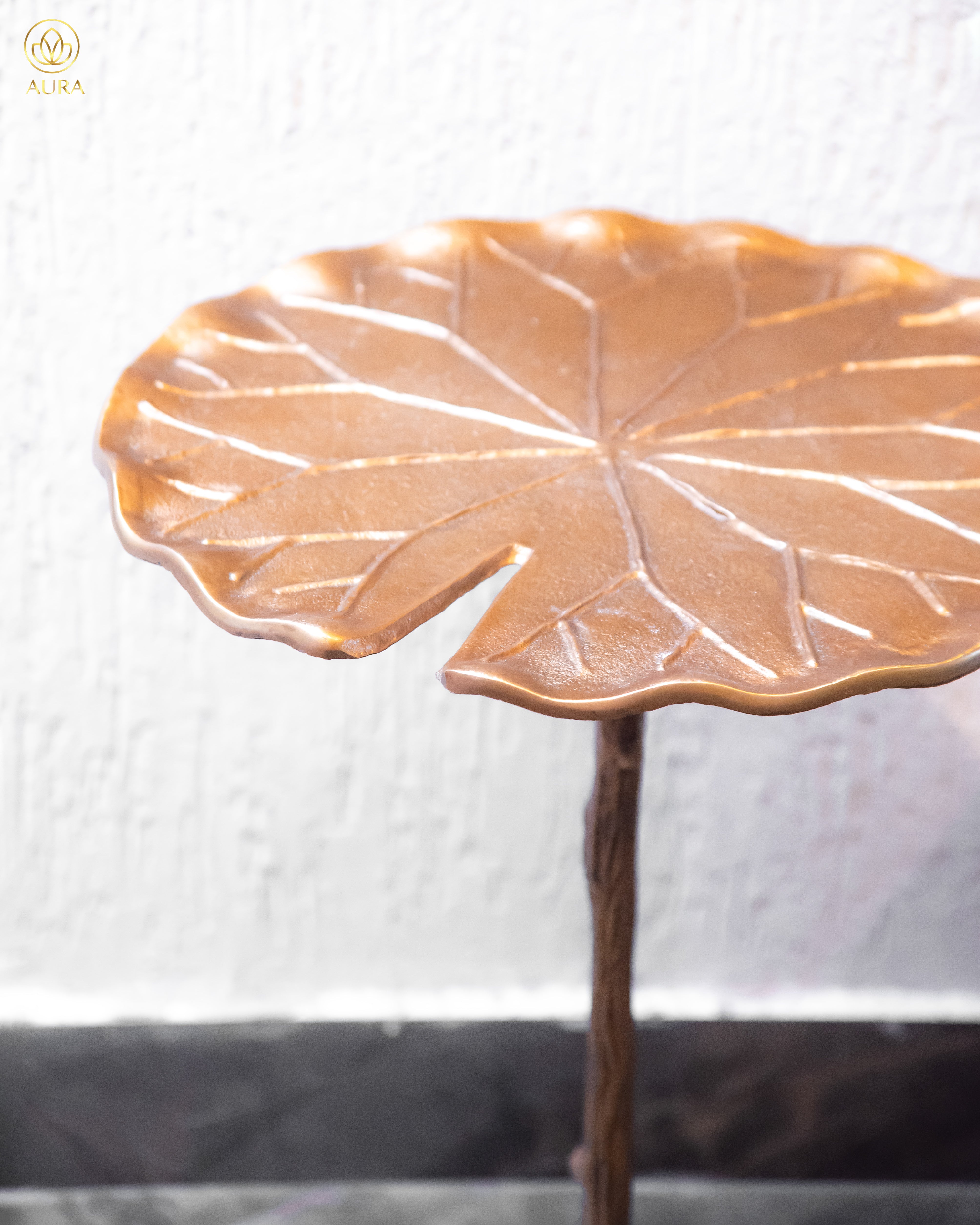 Gold Leaf Metal Accent Table