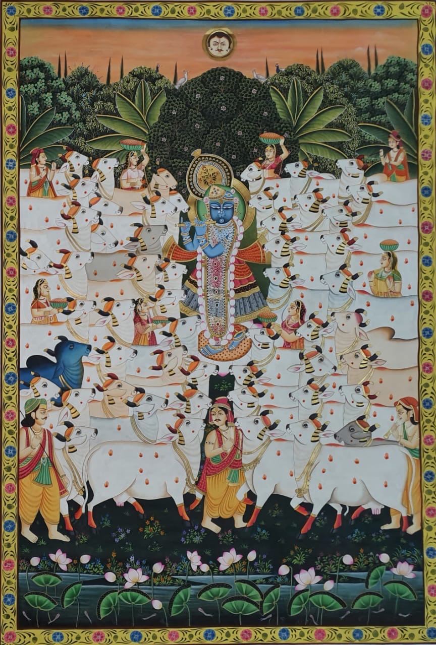 Krishna the Divine Cowherd: Vraj’s Eternal Guardian - 4ft by 6ft