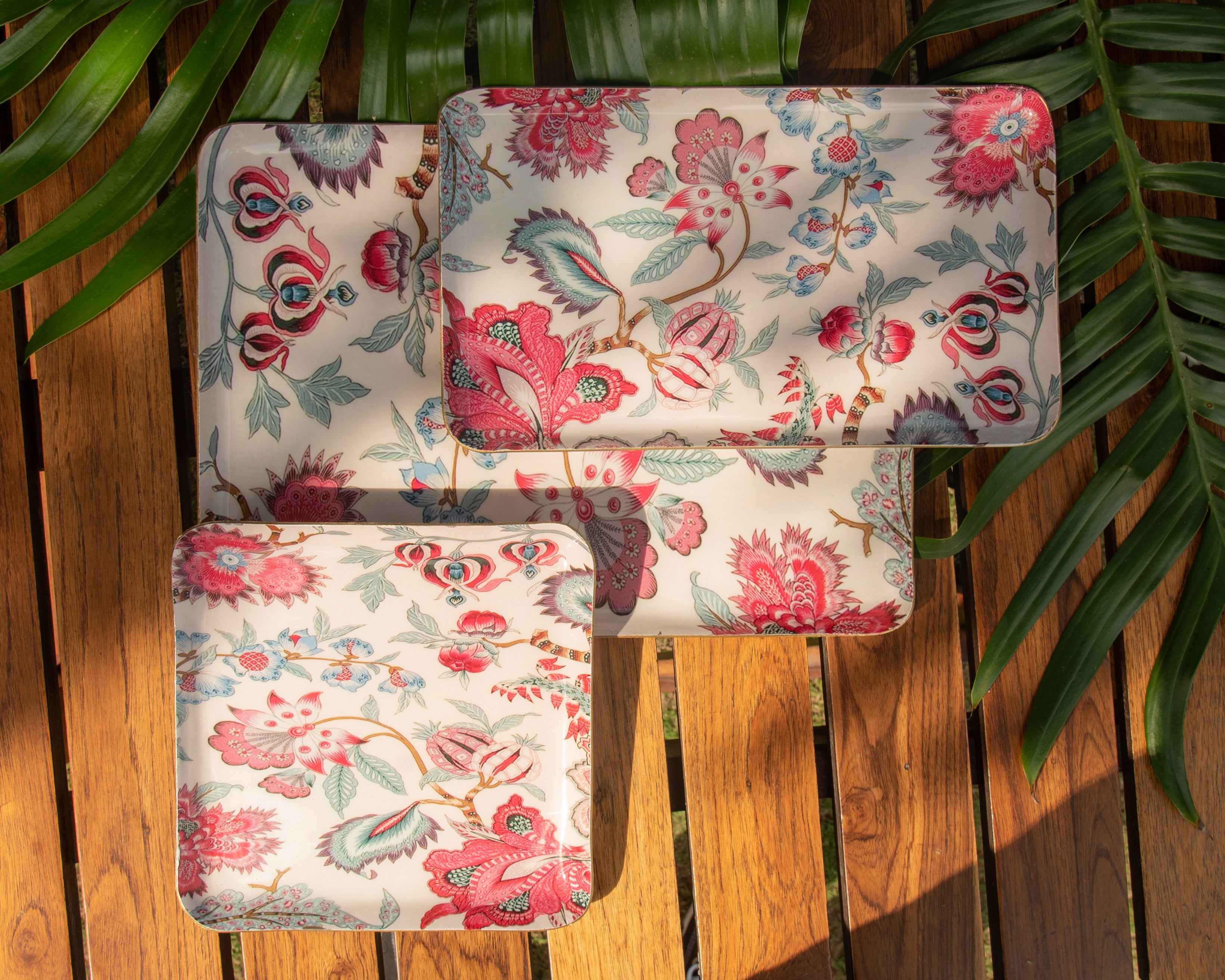 Floral Printed Metal Platters