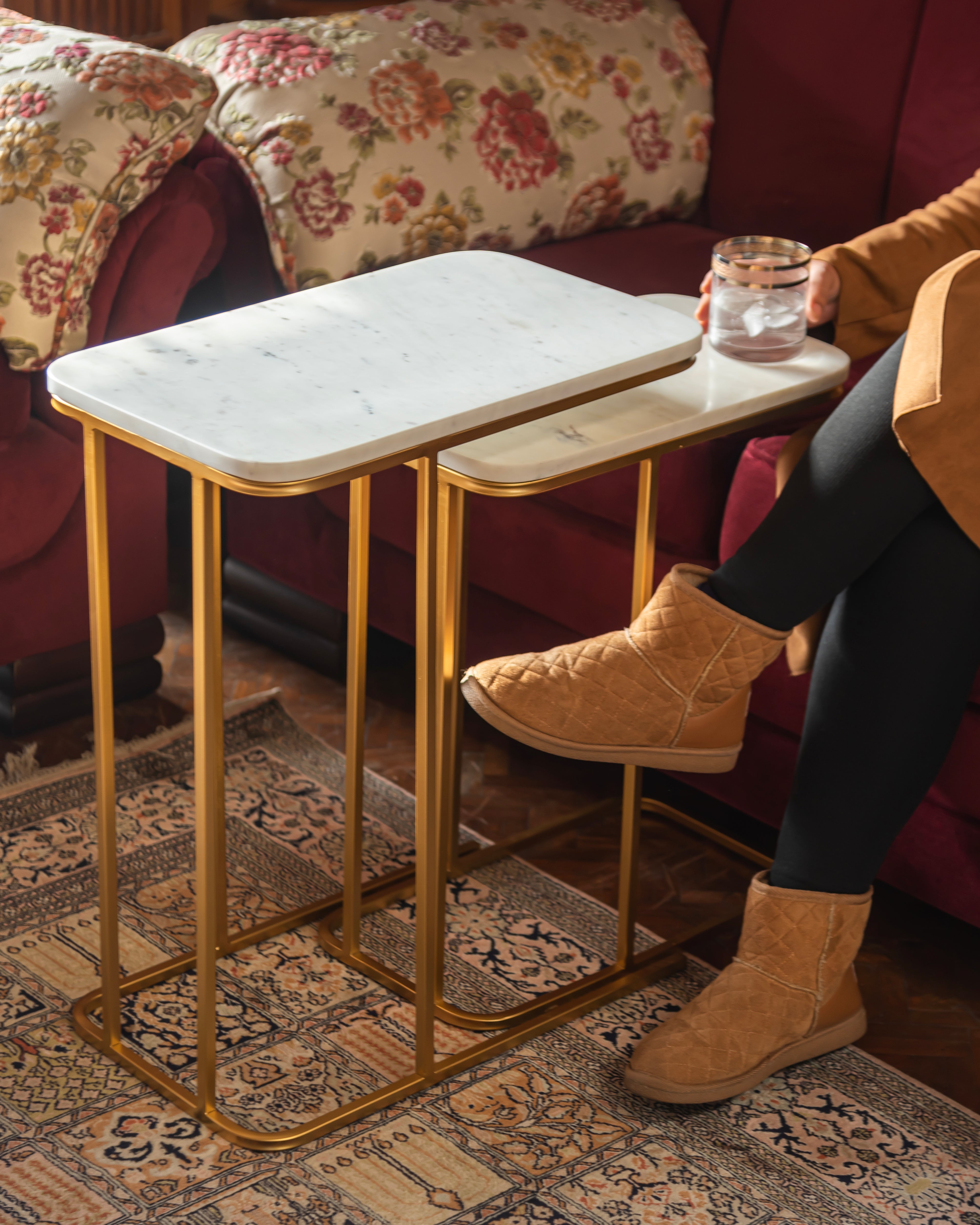 2-Piece C-Shaped Nesting Table Set