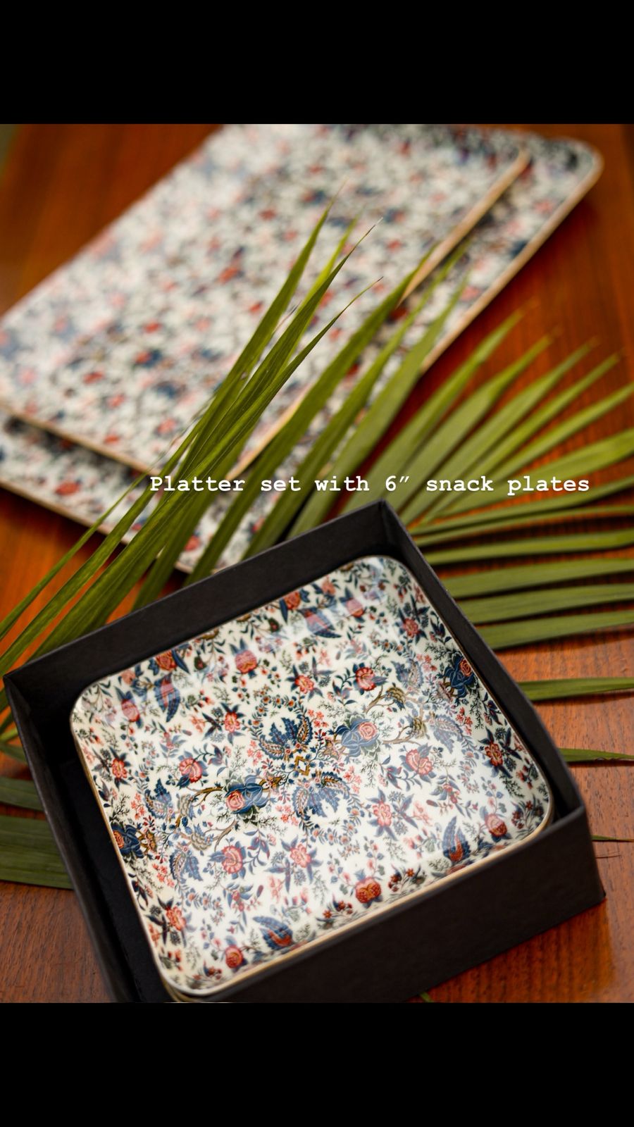 Aura Bloom Printed Platter Sets