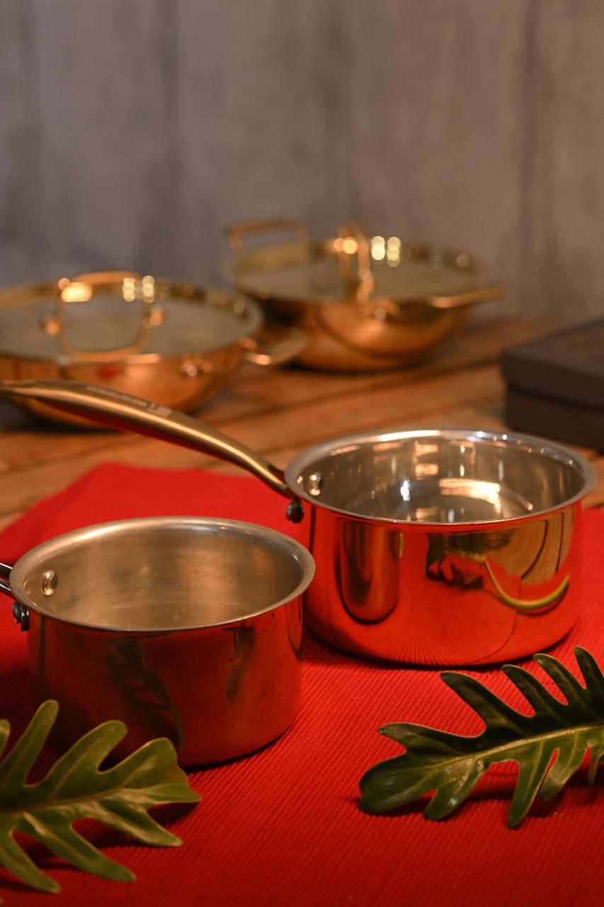 Classic Brass Saucepan with Stay-Cool Handle