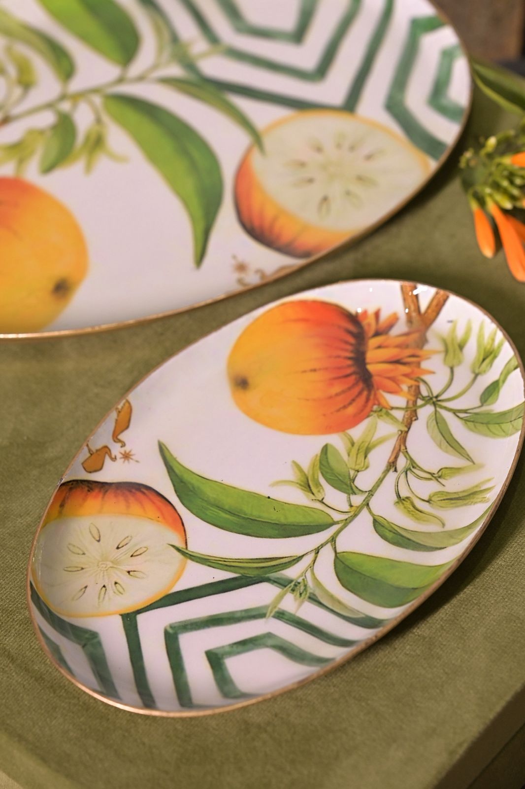 Tropical Orchard Enameled Oval Serving Platters