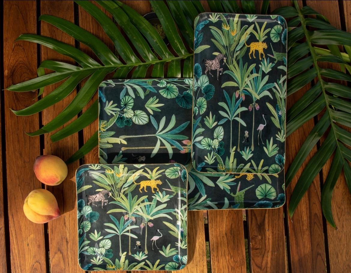 Floral Printed Metal Platters