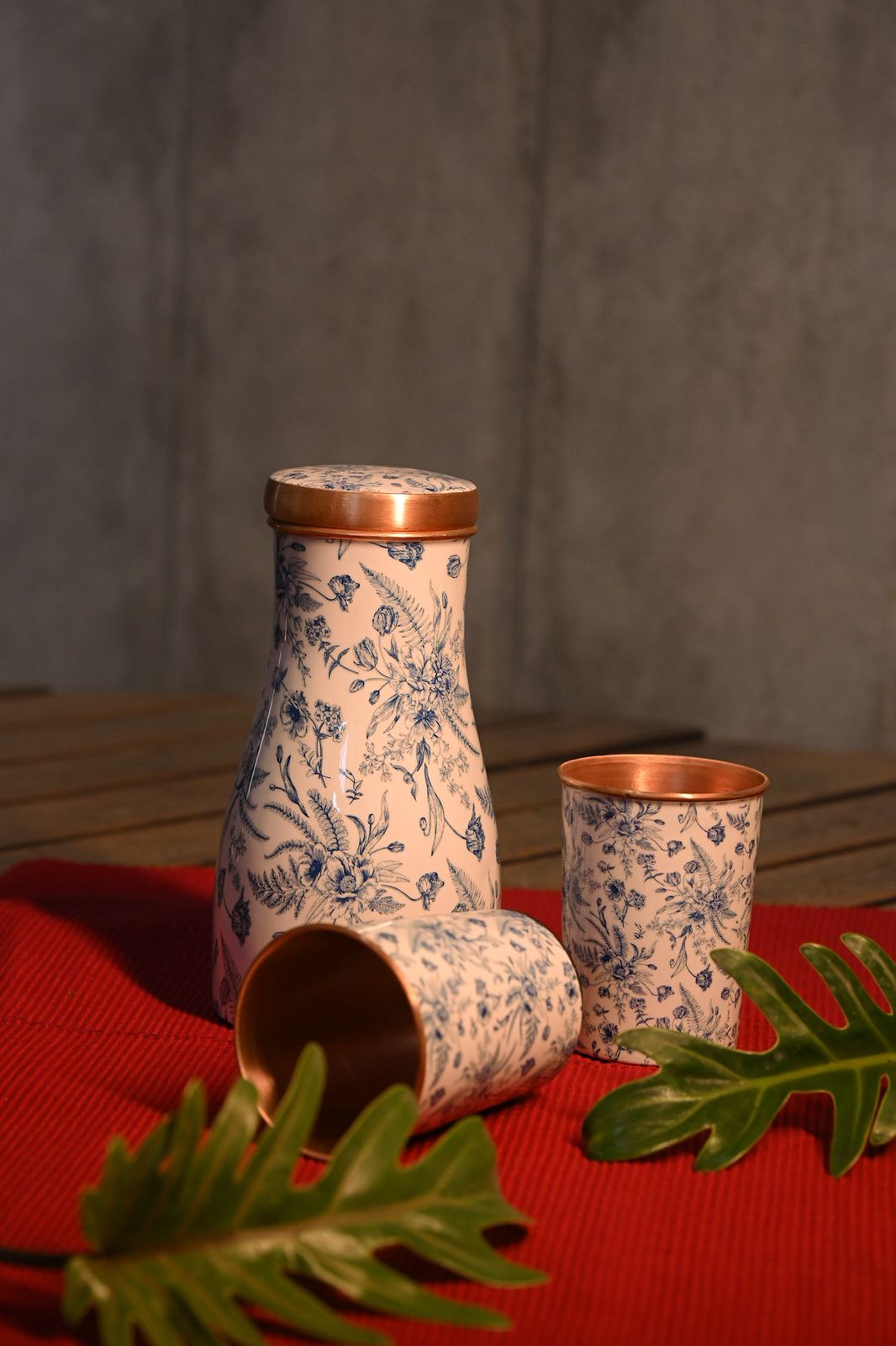 Vintage Botanical Copper Carafe & Tumbler Set