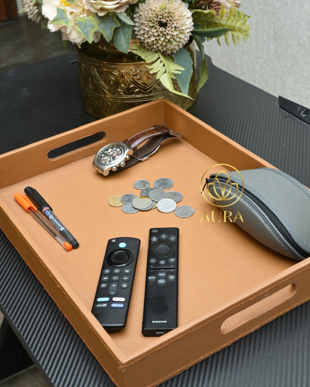 Brown Multipurpose Utility Tray with Handles - Image 1