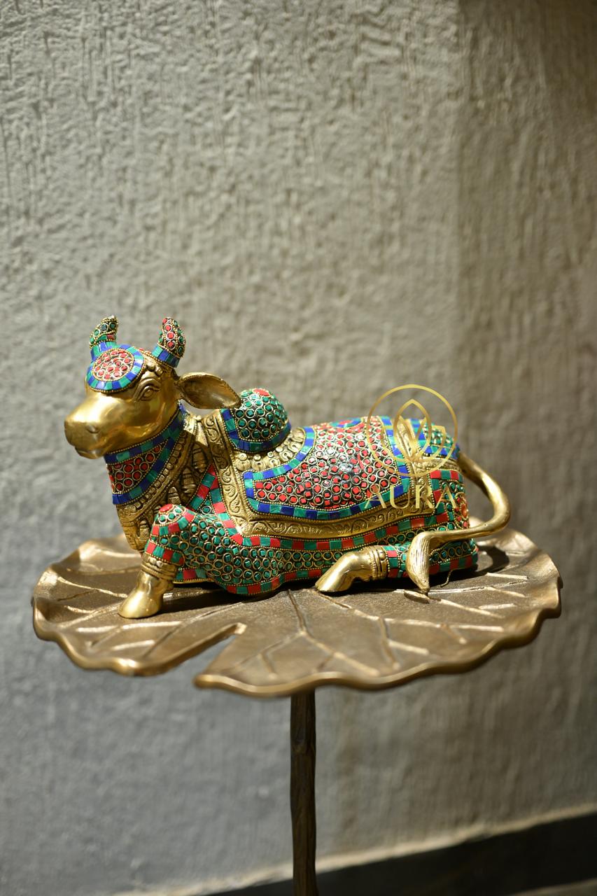 Meenakari Cow & Calf Decorative Idol - Image 1